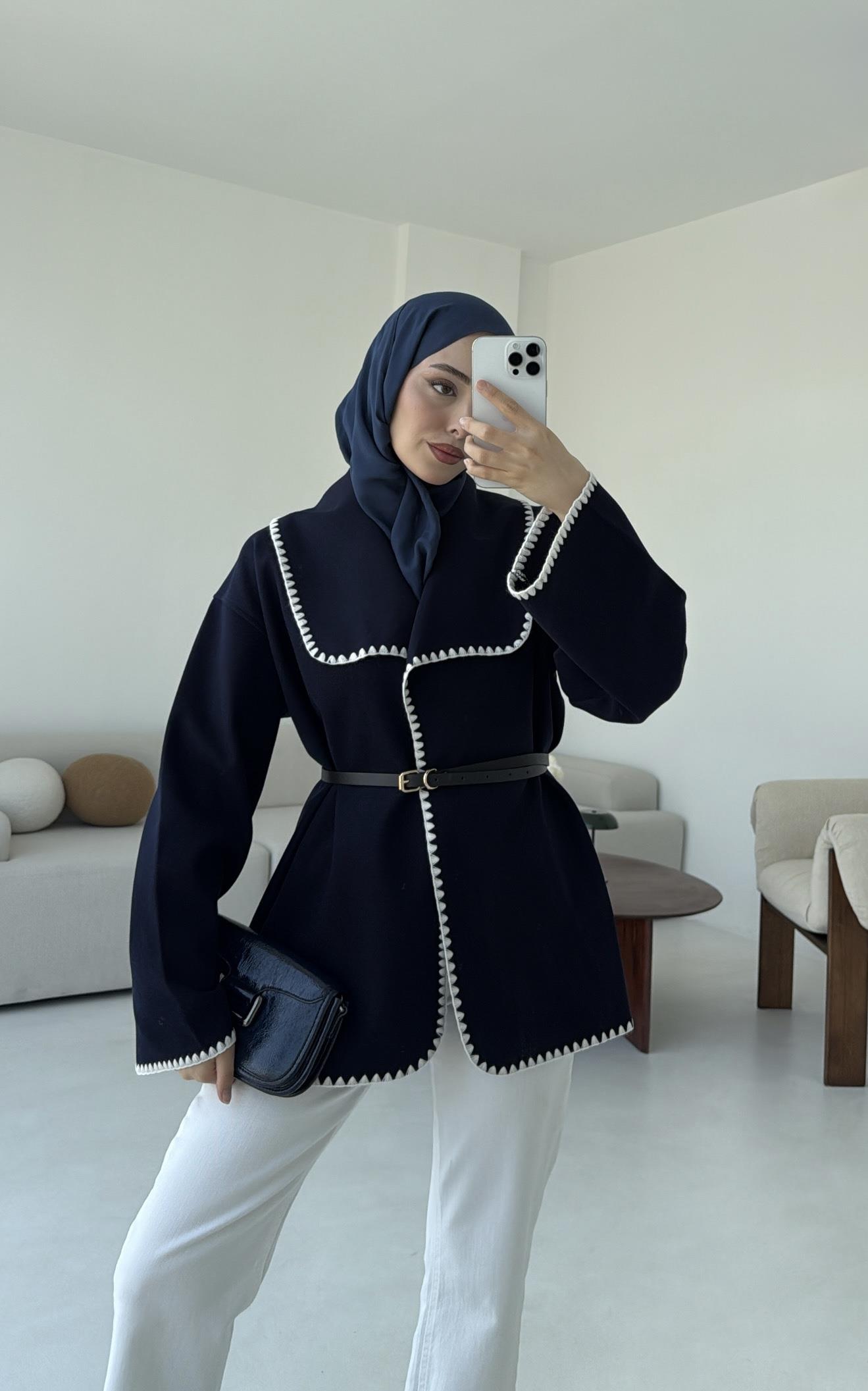 Dikişli Kaşe Ceket Lacivert