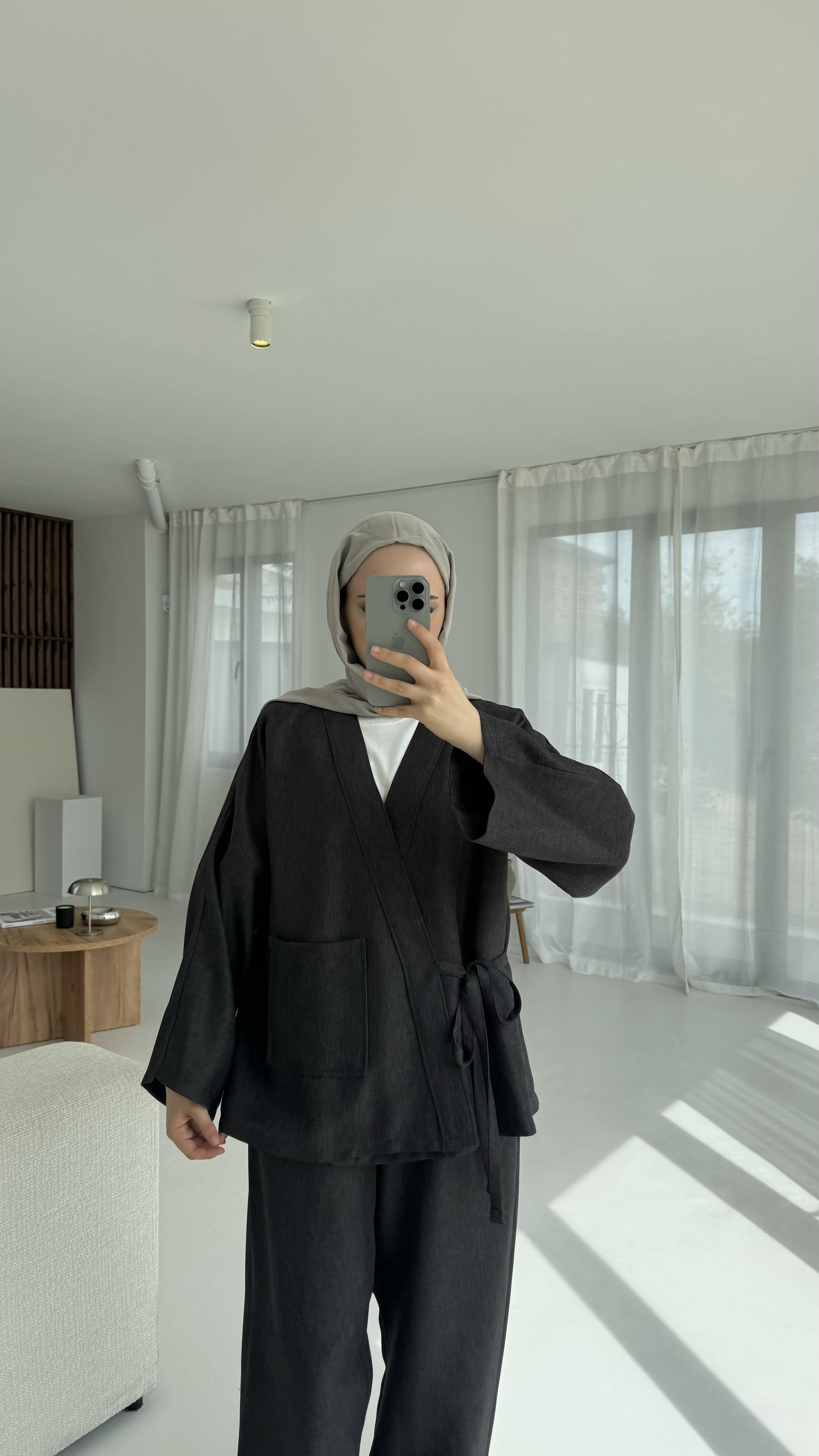 Tek Cepli Mevsimlik Takım Koyu Antrasit