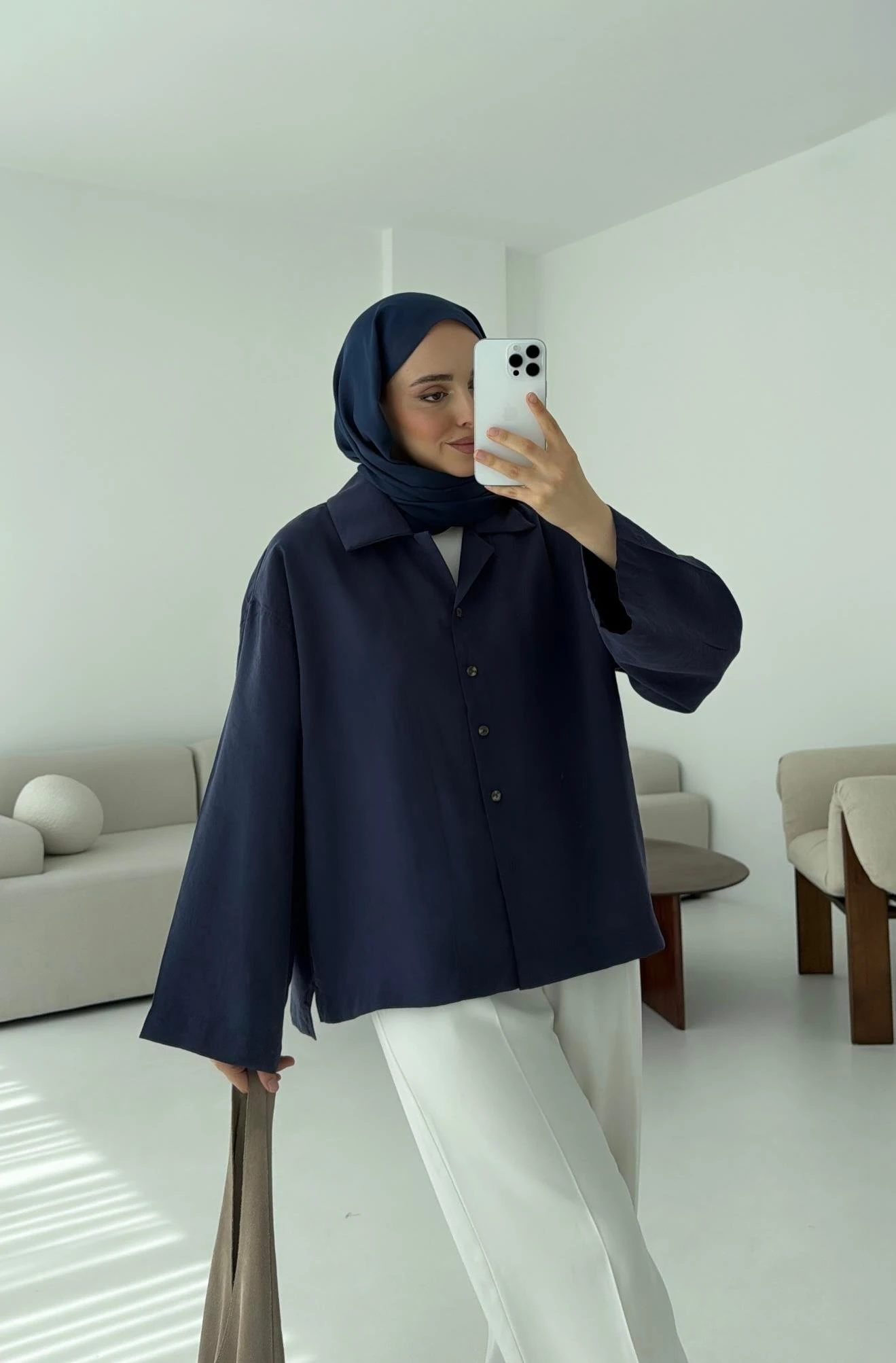 Oversize Gömlek Lacivert