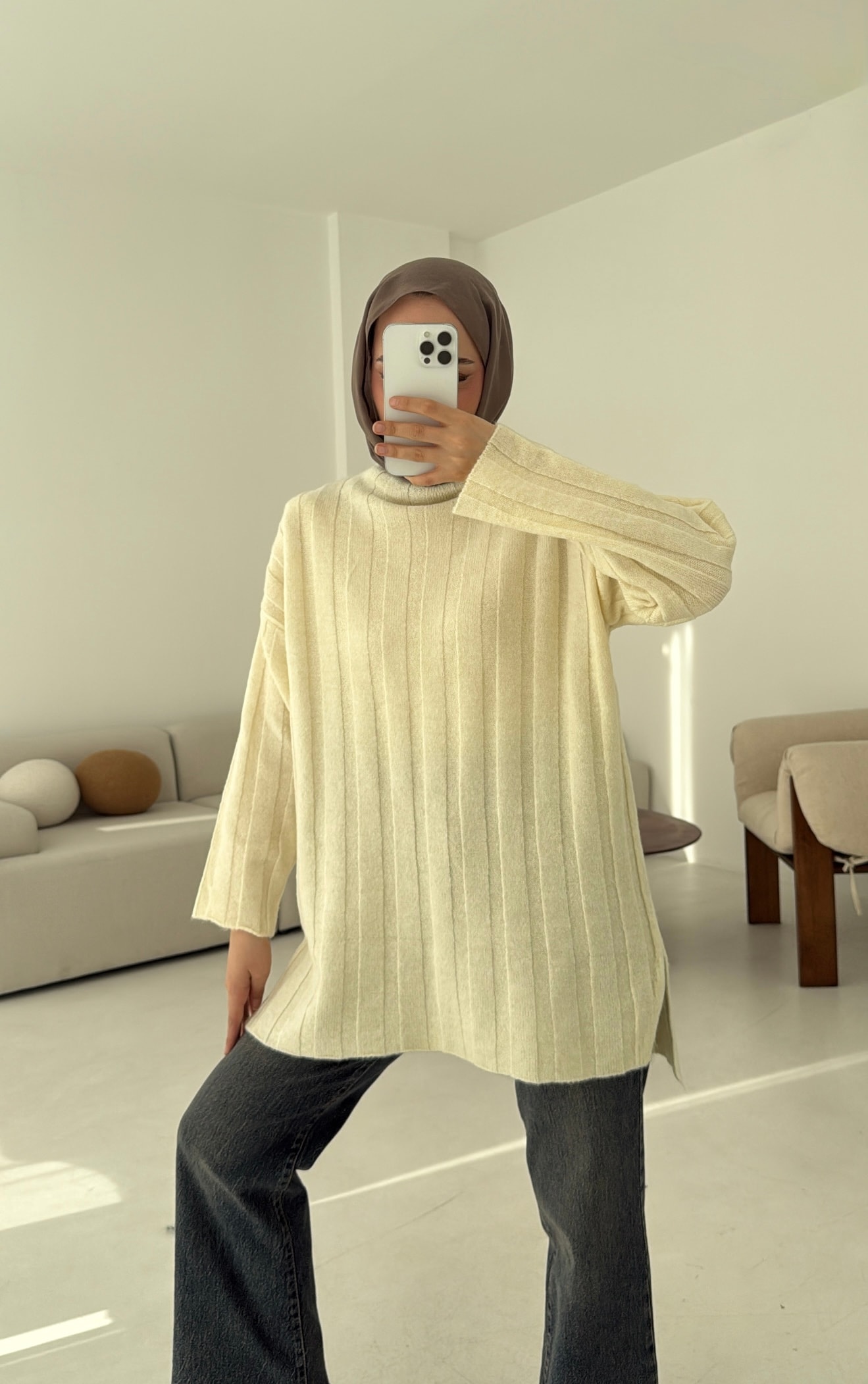 Fitilli Triko Kazak Krem 