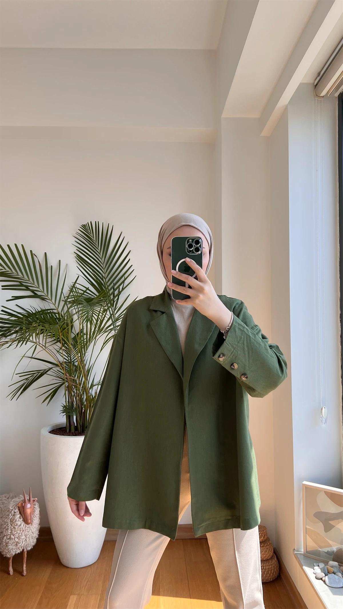 Kruvaze Yazlık Ceket Yeşil