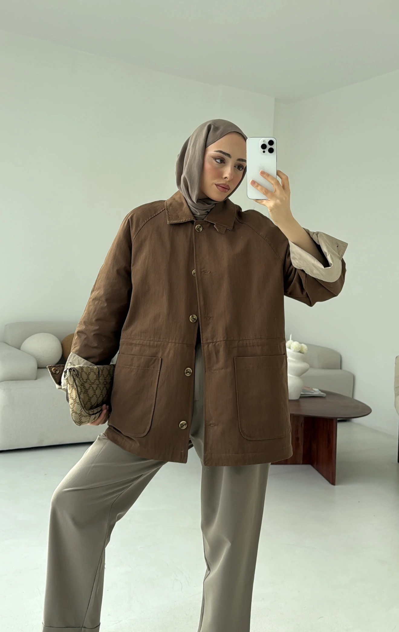 Beli Kordonlu Dolgulu Ceket Kahve