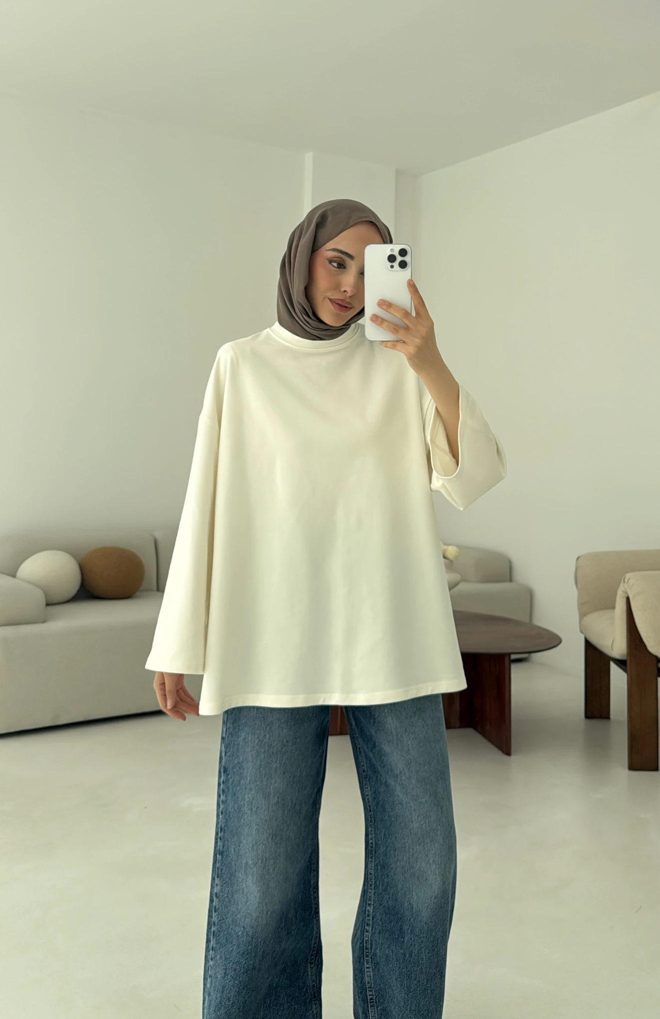 Basic İki İplik Sweat Beyaz