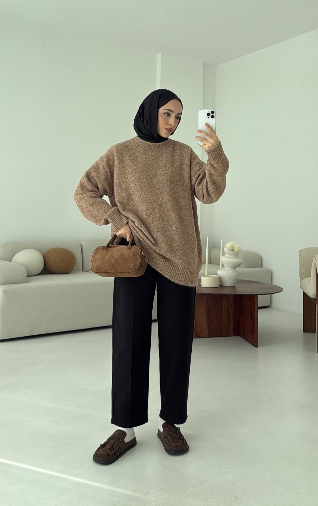 Düz Triko Kazak Camel