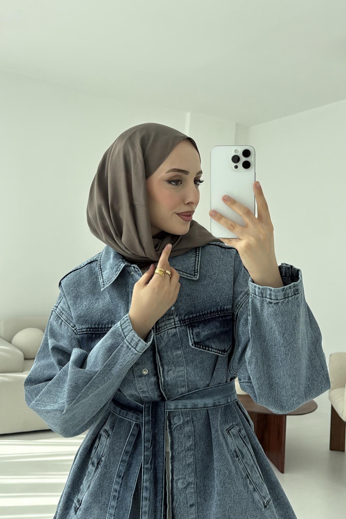 Bağlamalı Denim Ceket