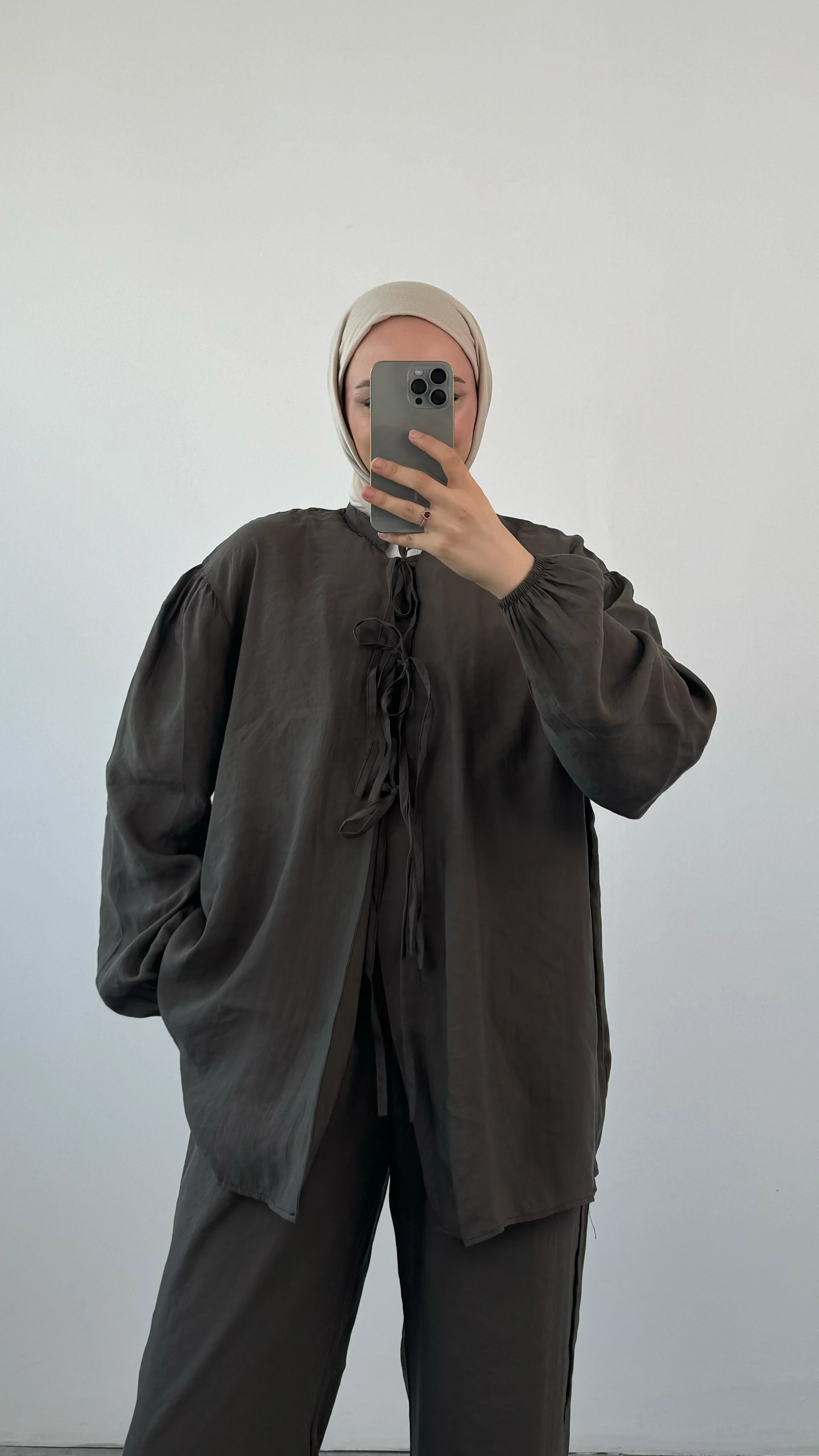 Tencel Önden Bağlamalı Kimonolu Takım Koyu Haki