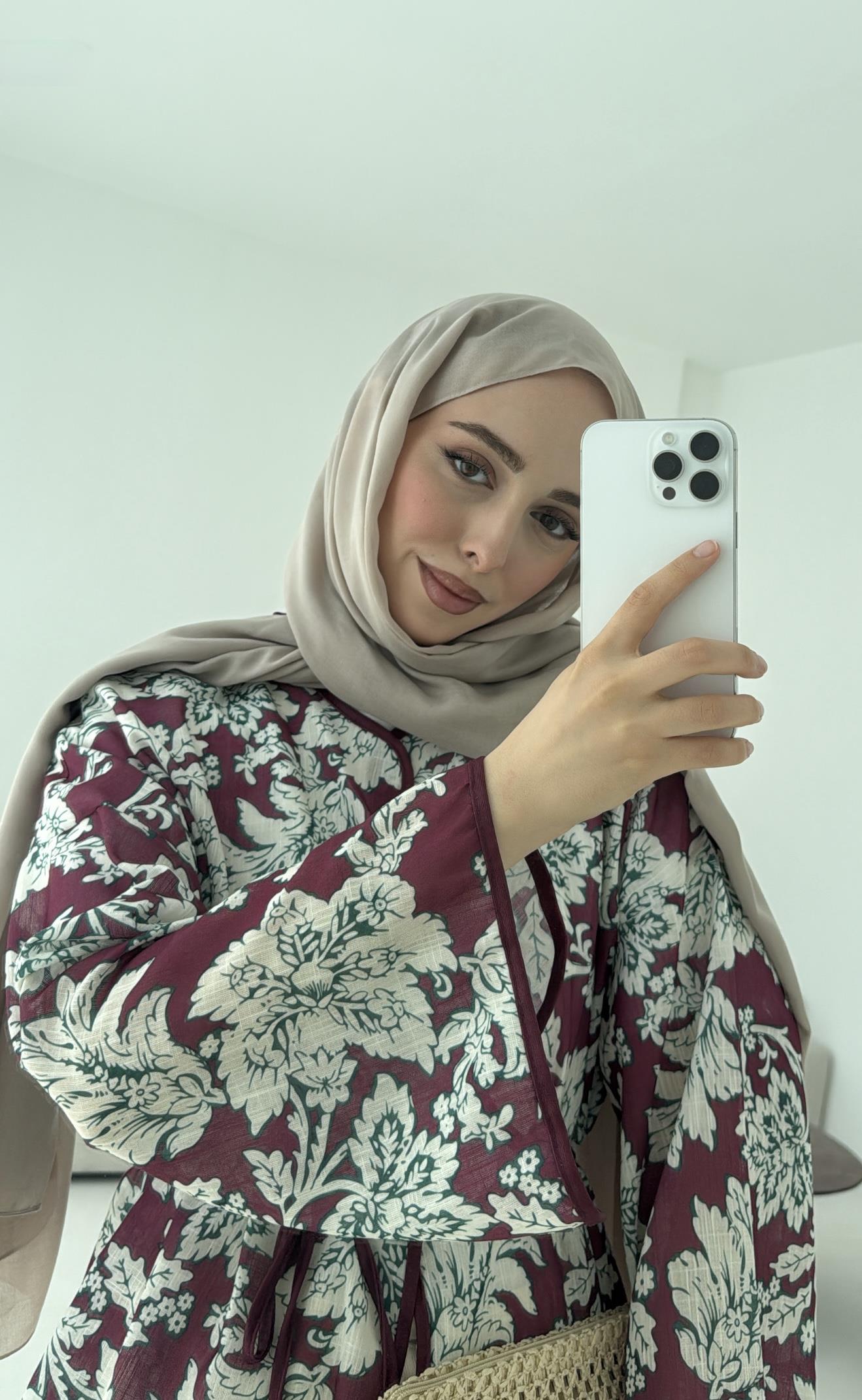 Dijital Baskılı Kimono Bordo
