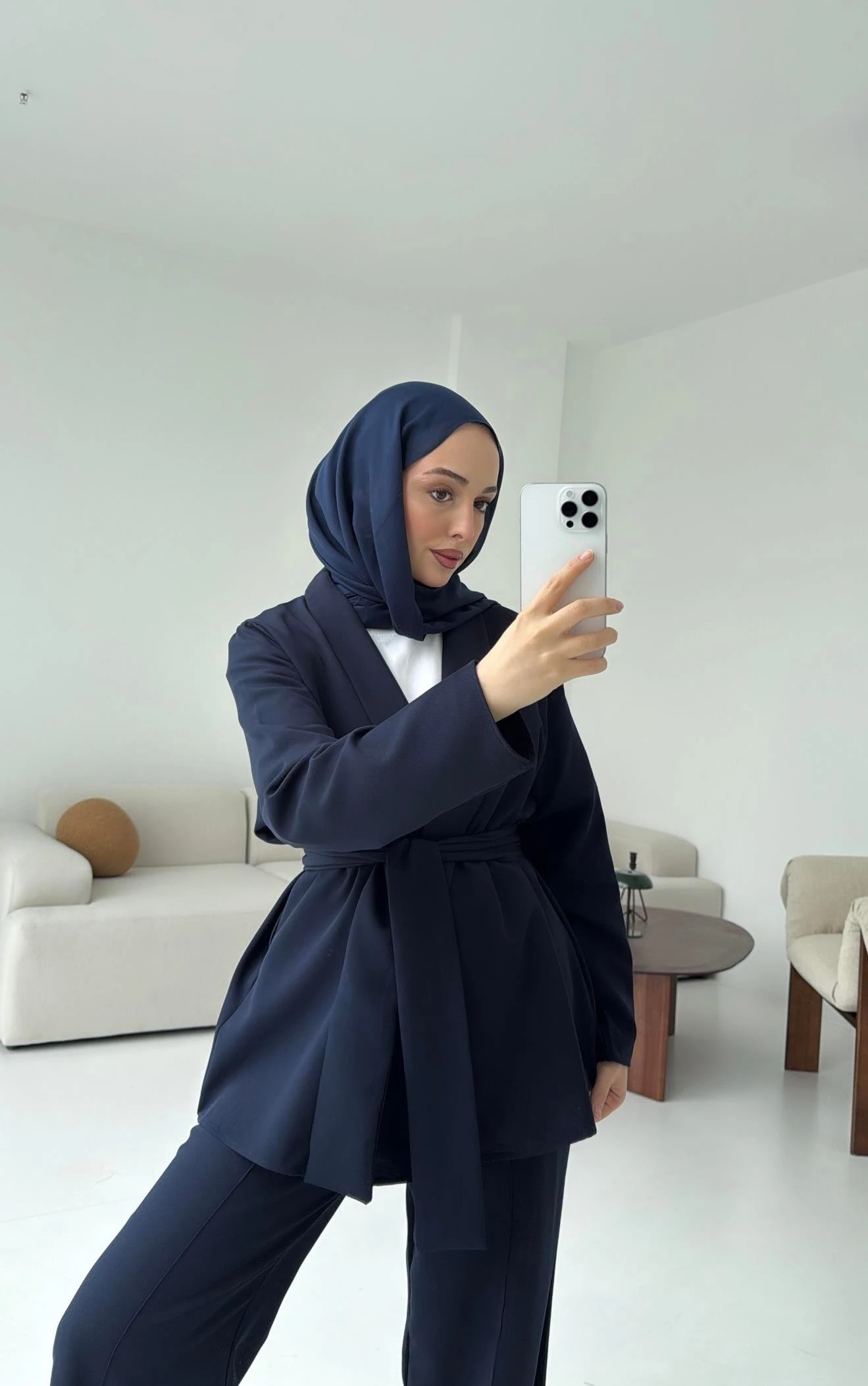 Krep Ceket Bağlamalı Takım Lacivert