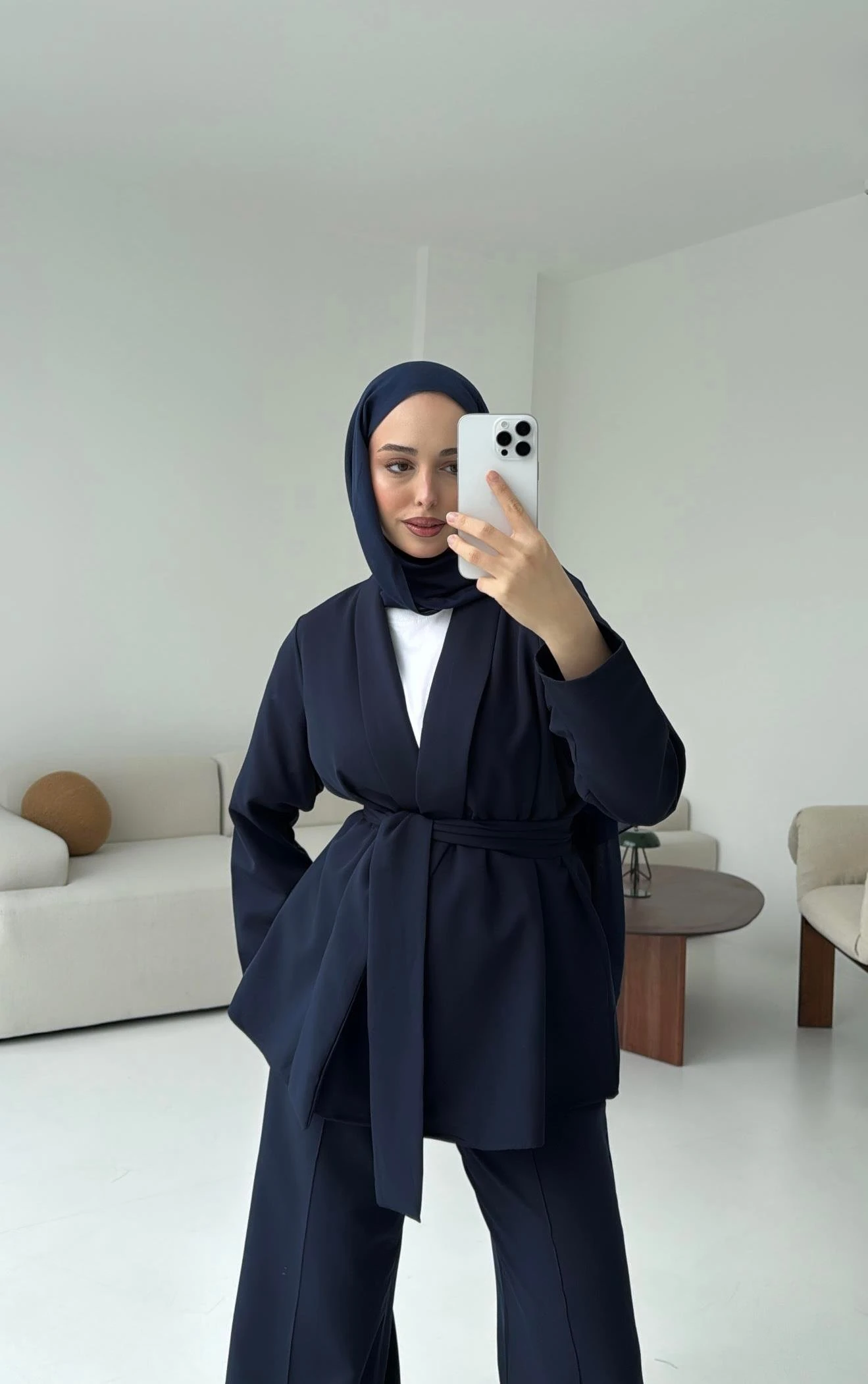 Krep Ceket Bağlamalı Takım Lacivert