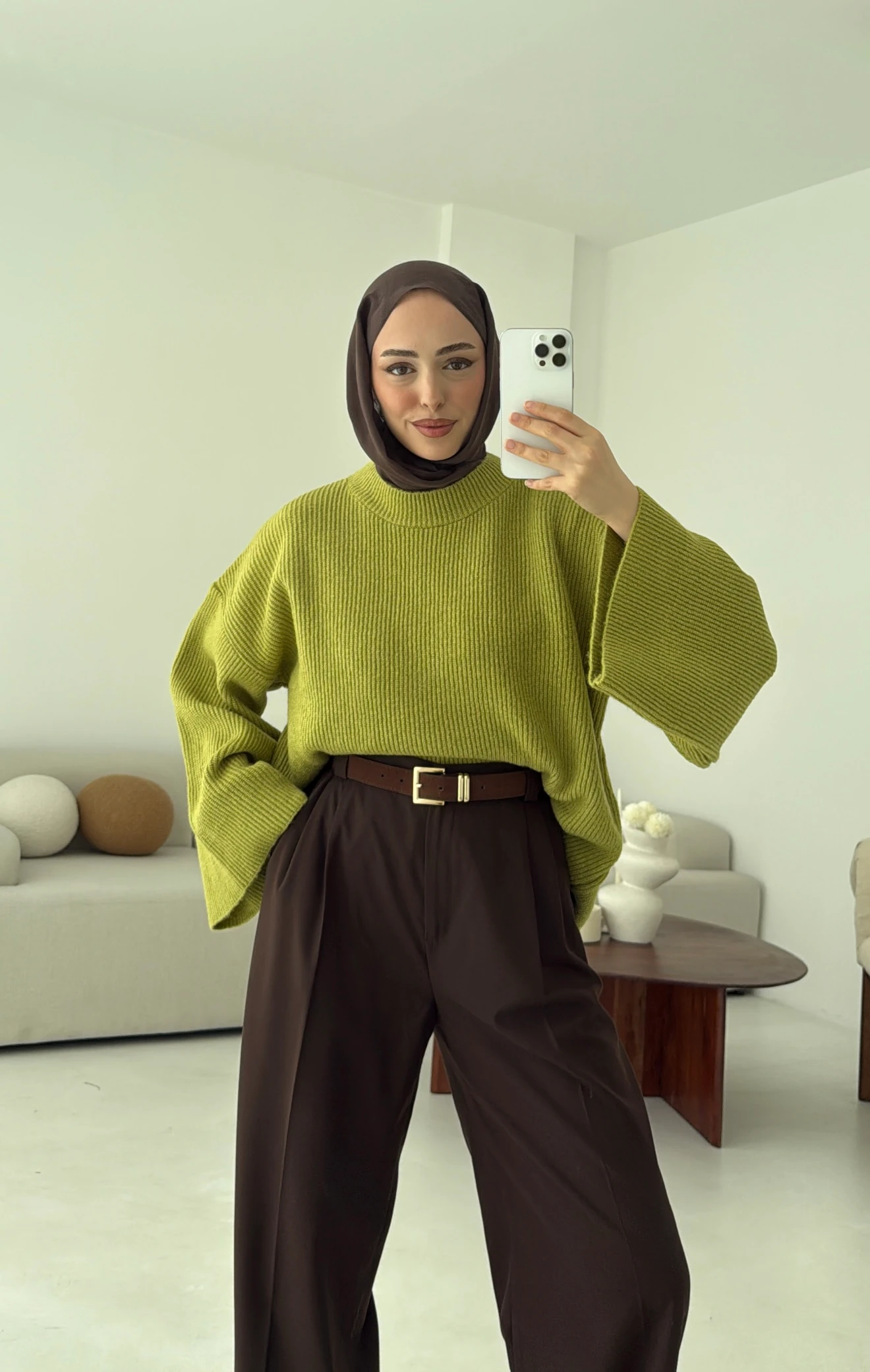  Premium Kalın Fitilli Kazak Olive