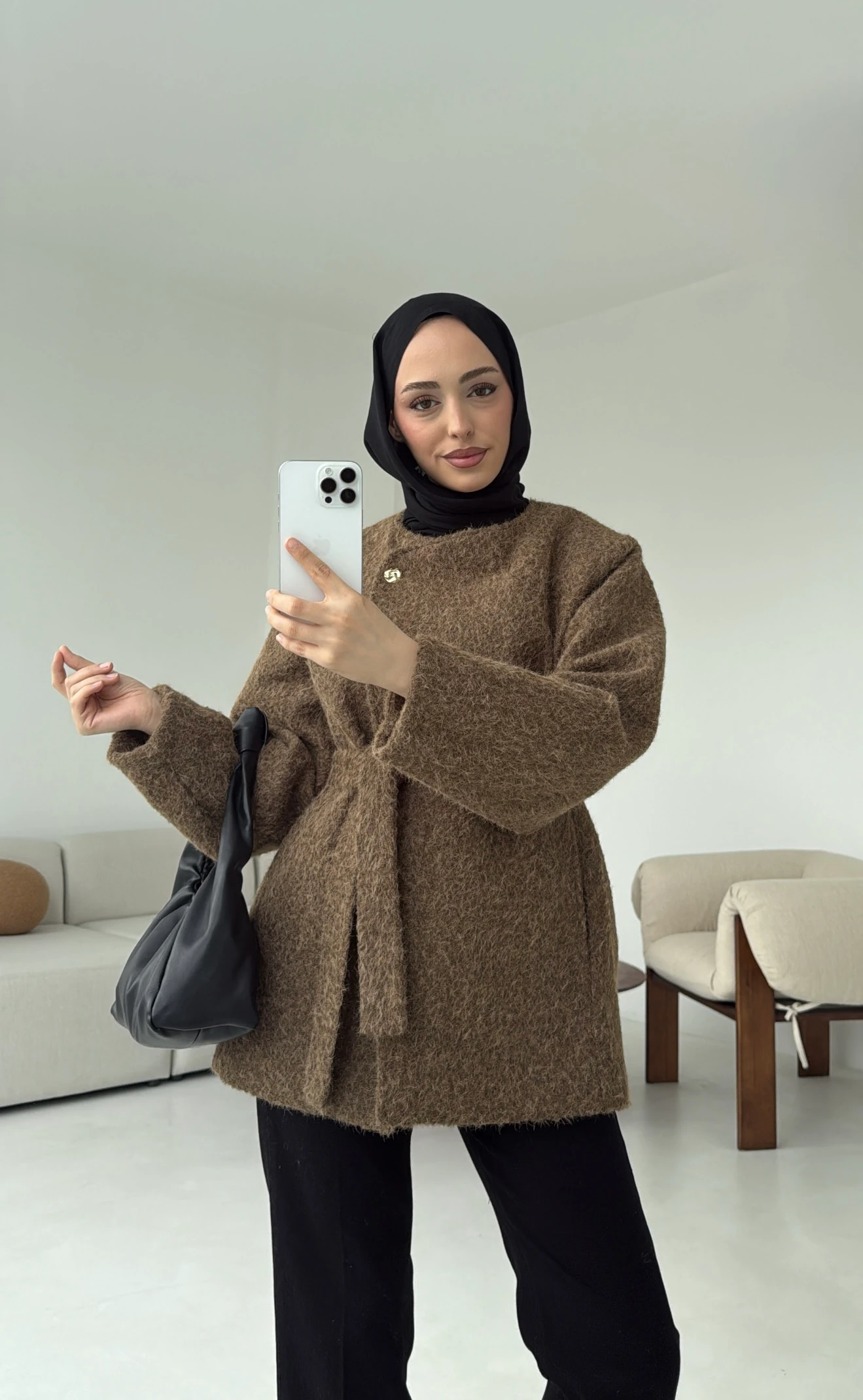 Tek Dügmeli Keçe Kaban Haki