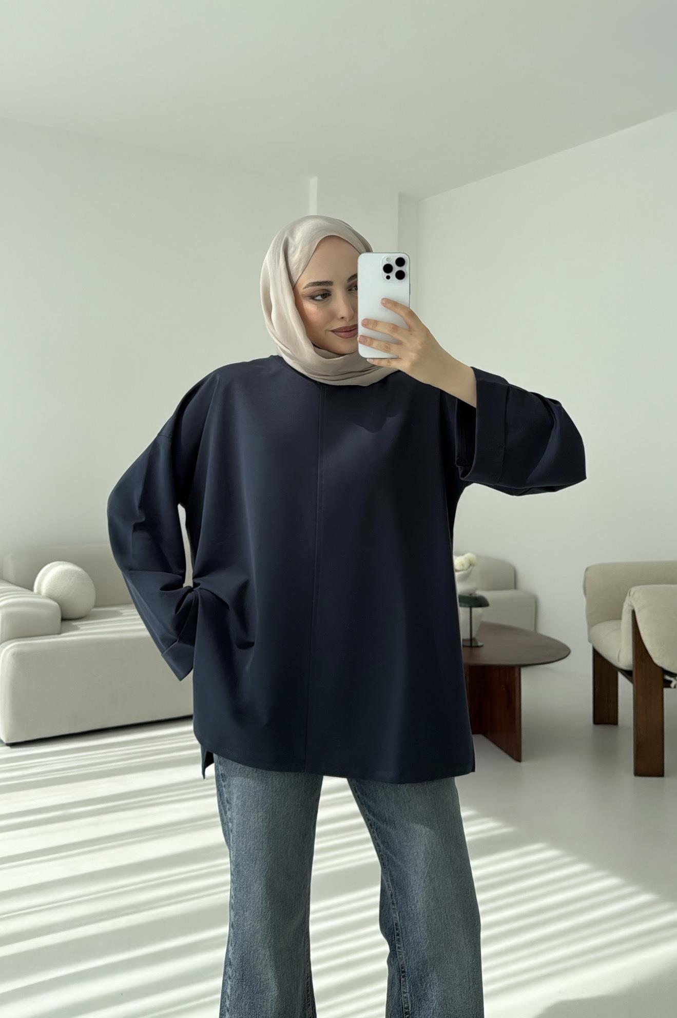 Bağlamalı Yanı Yırtmaç Detay Sweat Lacivert