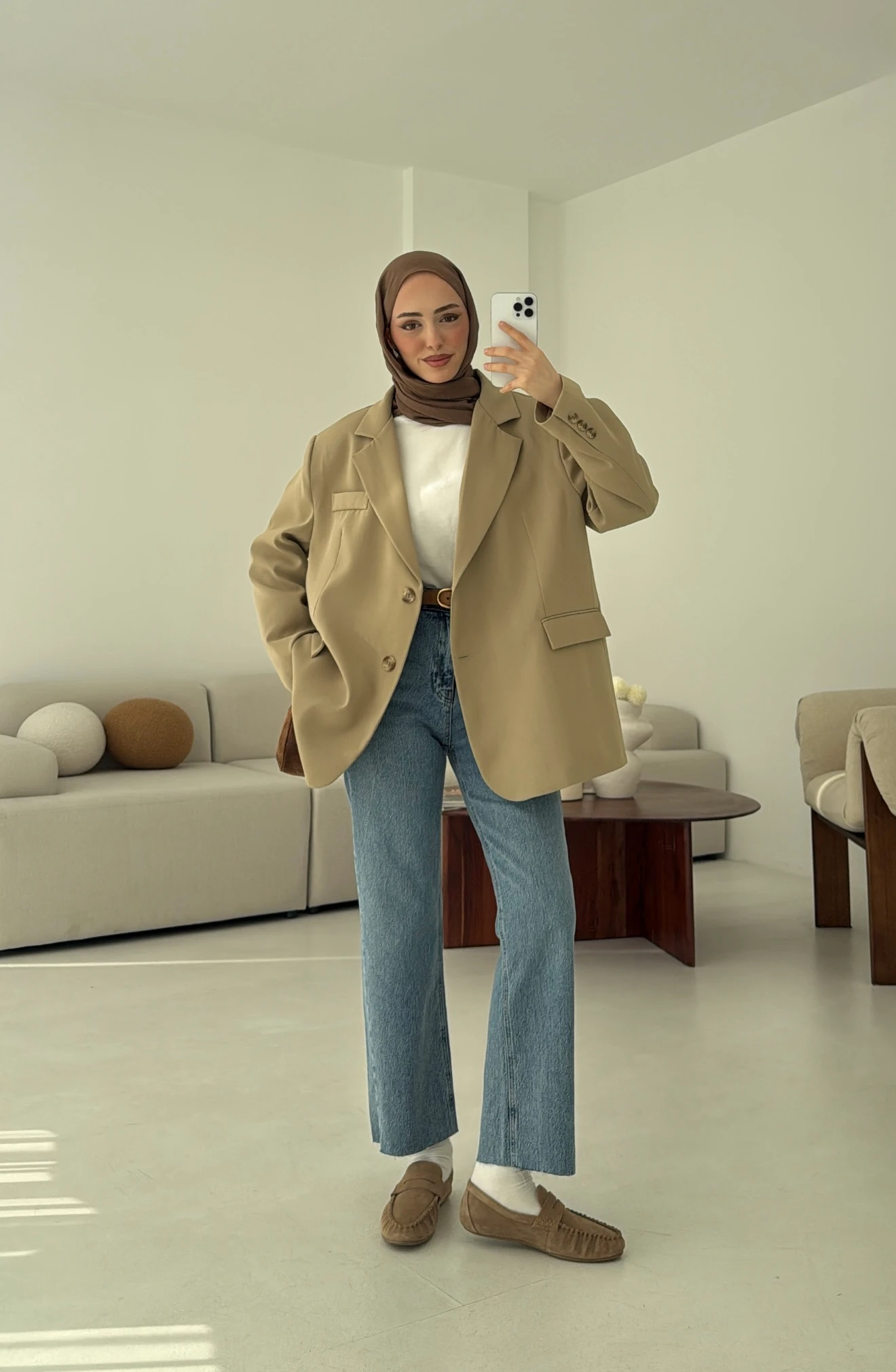 Çift Dügmeli Oversize Blazer Ceket Olive