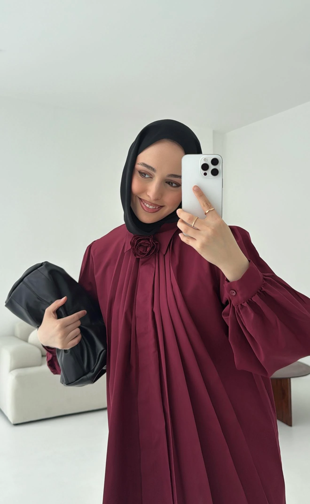 Pile Detay Gömlek Bordo