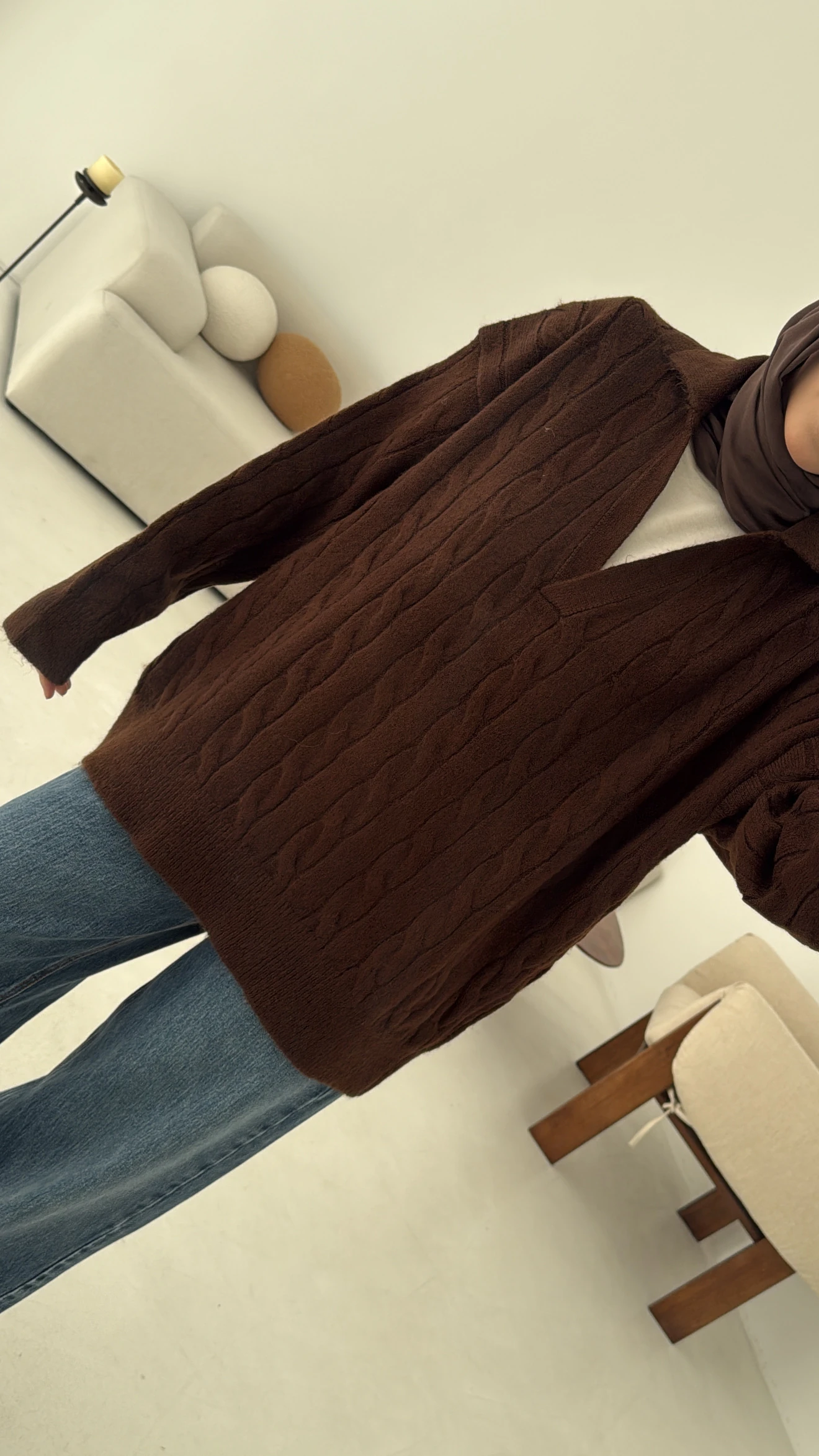 Polo Yaka Örgü Kazak Kahve