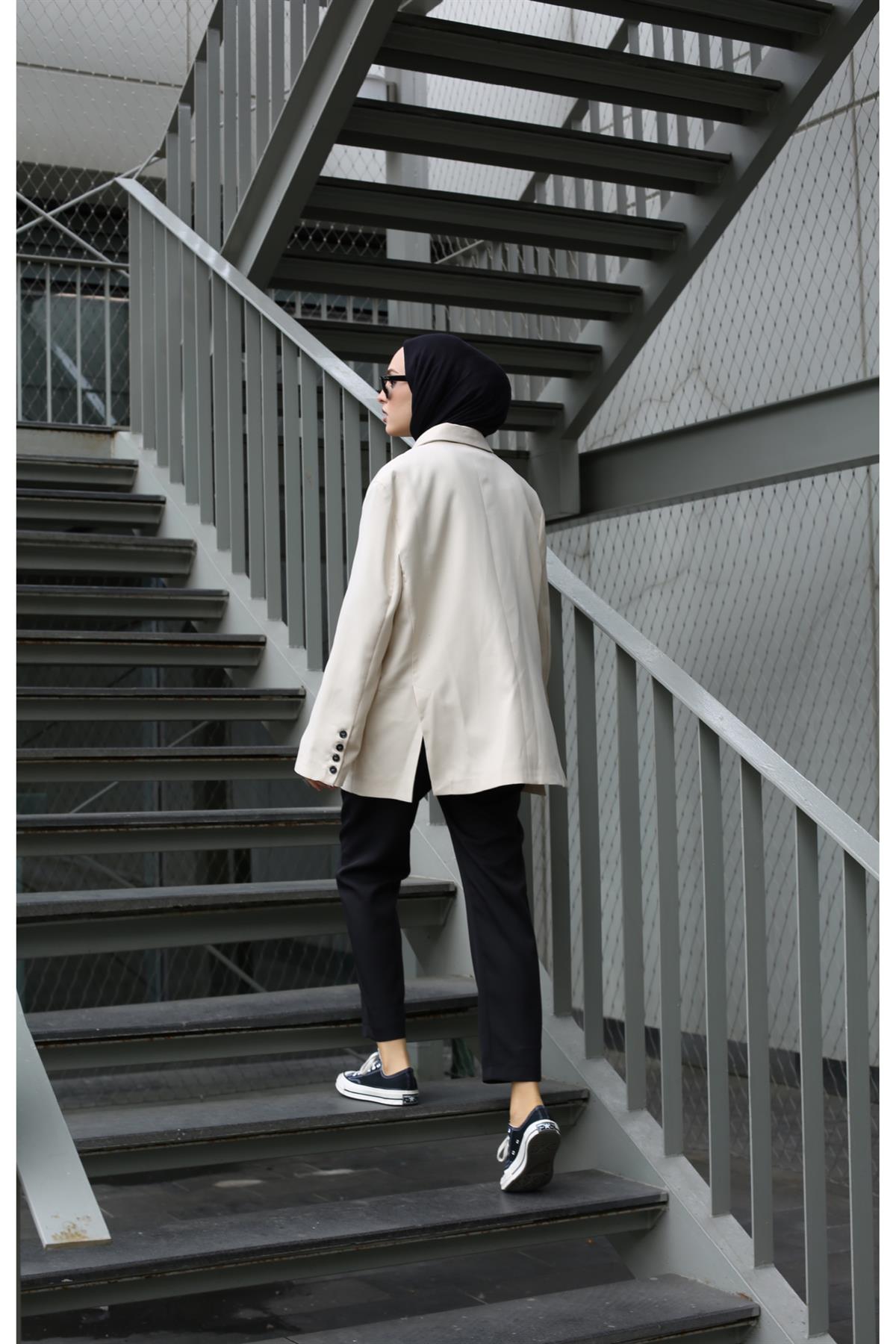 Bej Dadfit Oversize Blazer