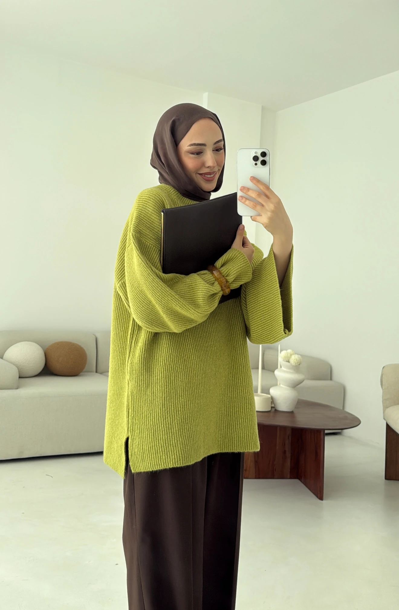  Premium Kalın Fitilli Kazak Olive