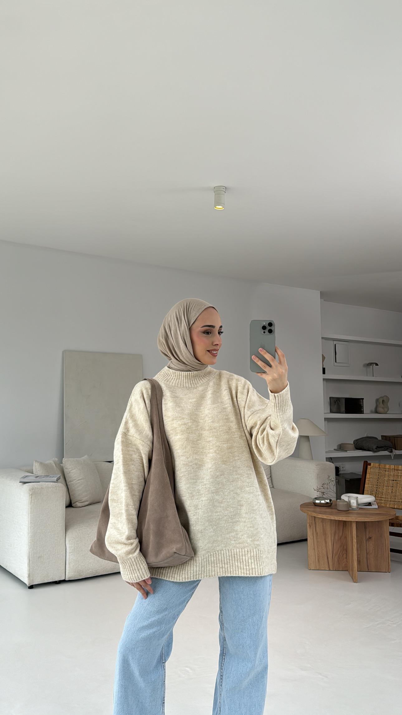 Yumuşak Triko Kazak Bej