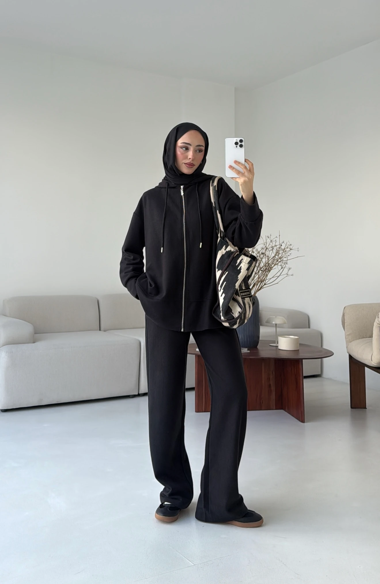 Örme Fermuarlı Takım Siyah