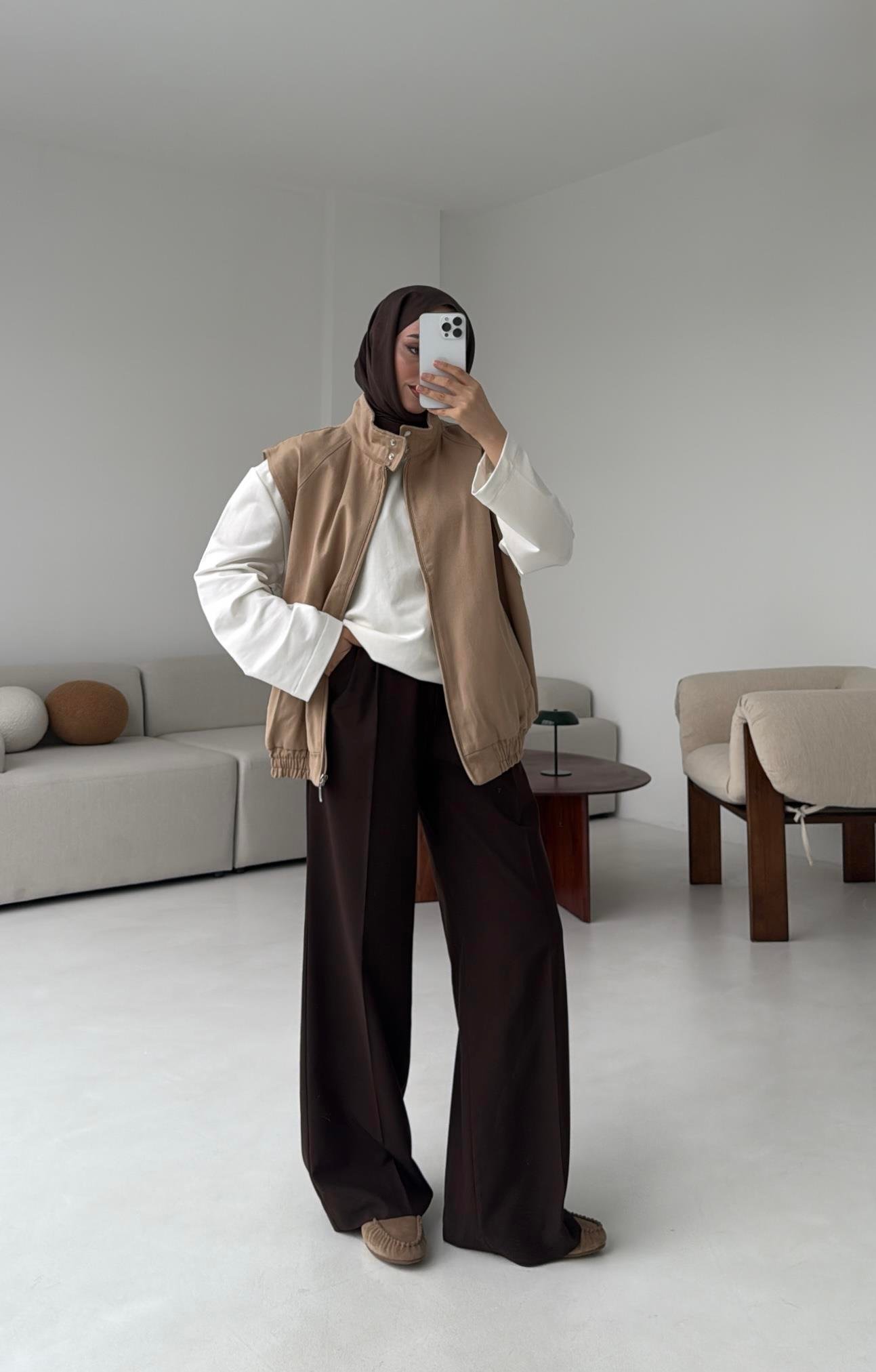 Dik Yaka Bej Gabardin Yelek