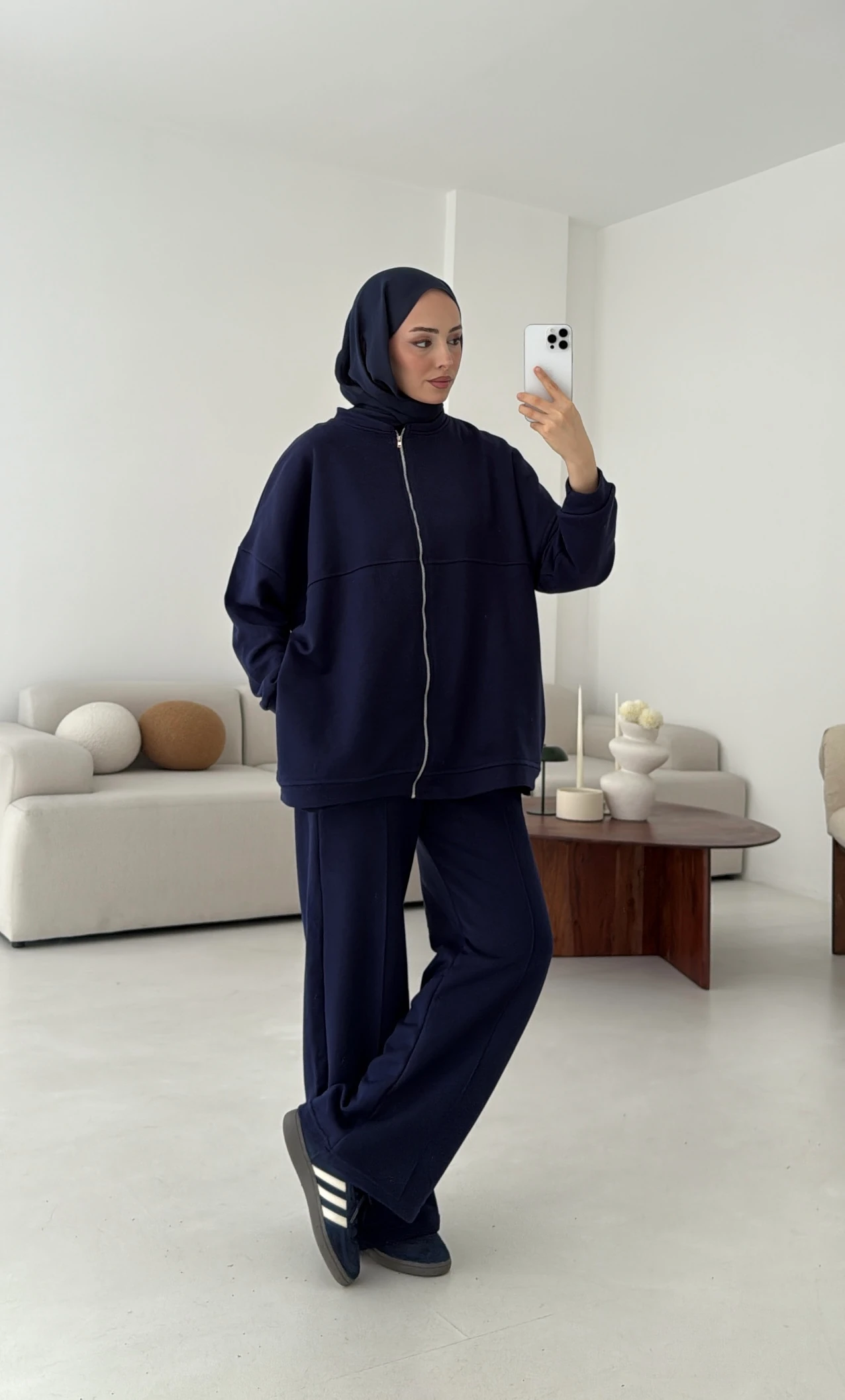 Fermuarlı 3 İplik Takım Lacivert