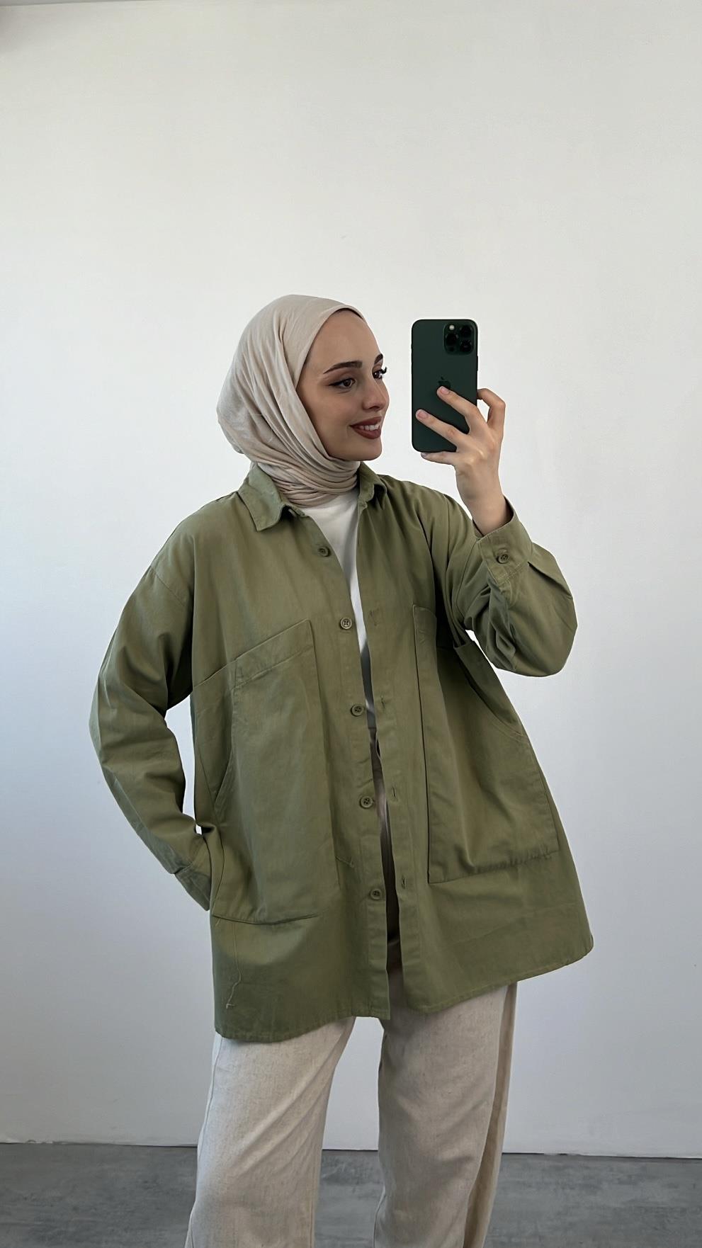 Gabardin İnce Yazlık Ceket Yeşil