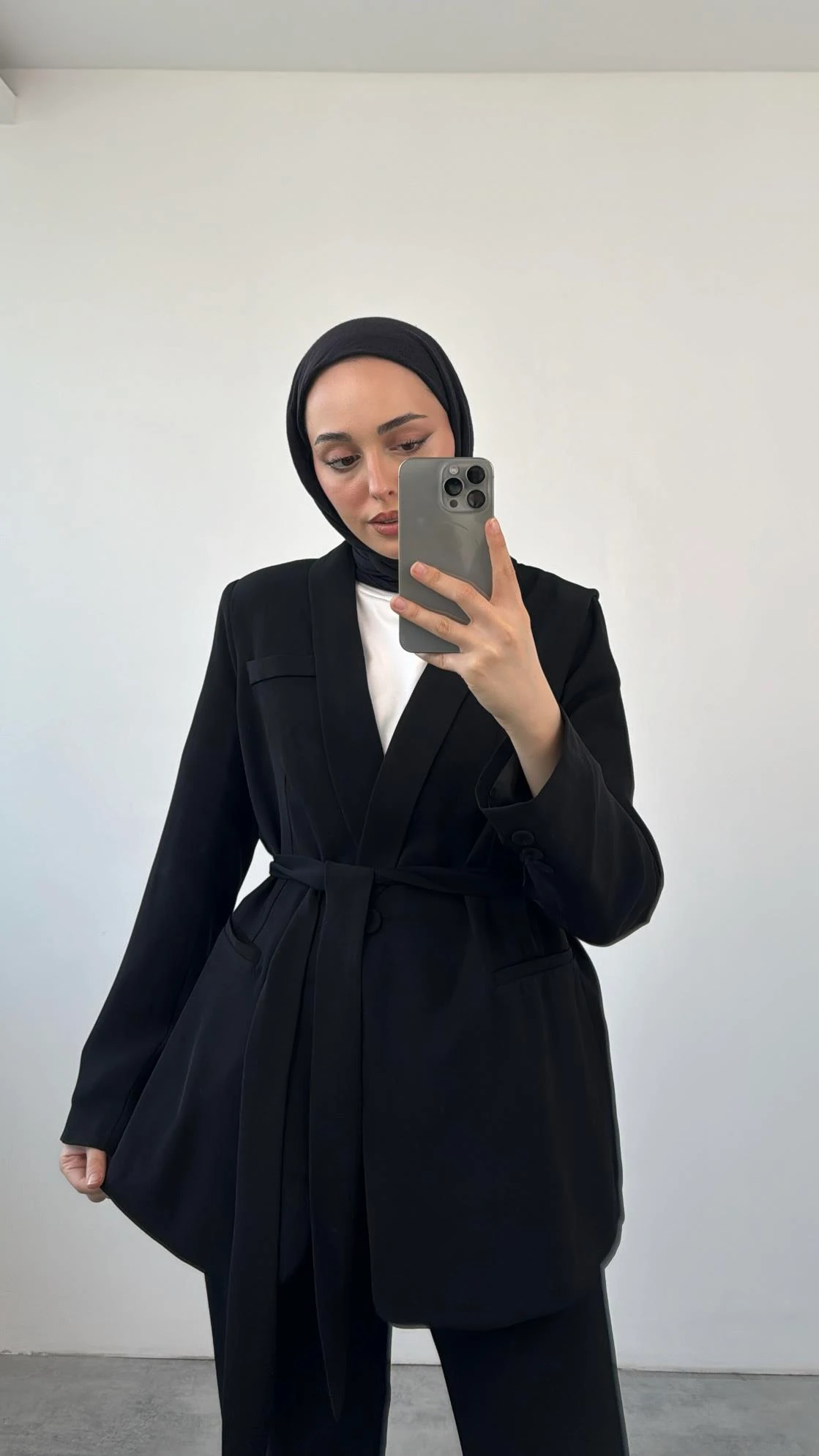 Krep Bağlamalı Takım Siyah