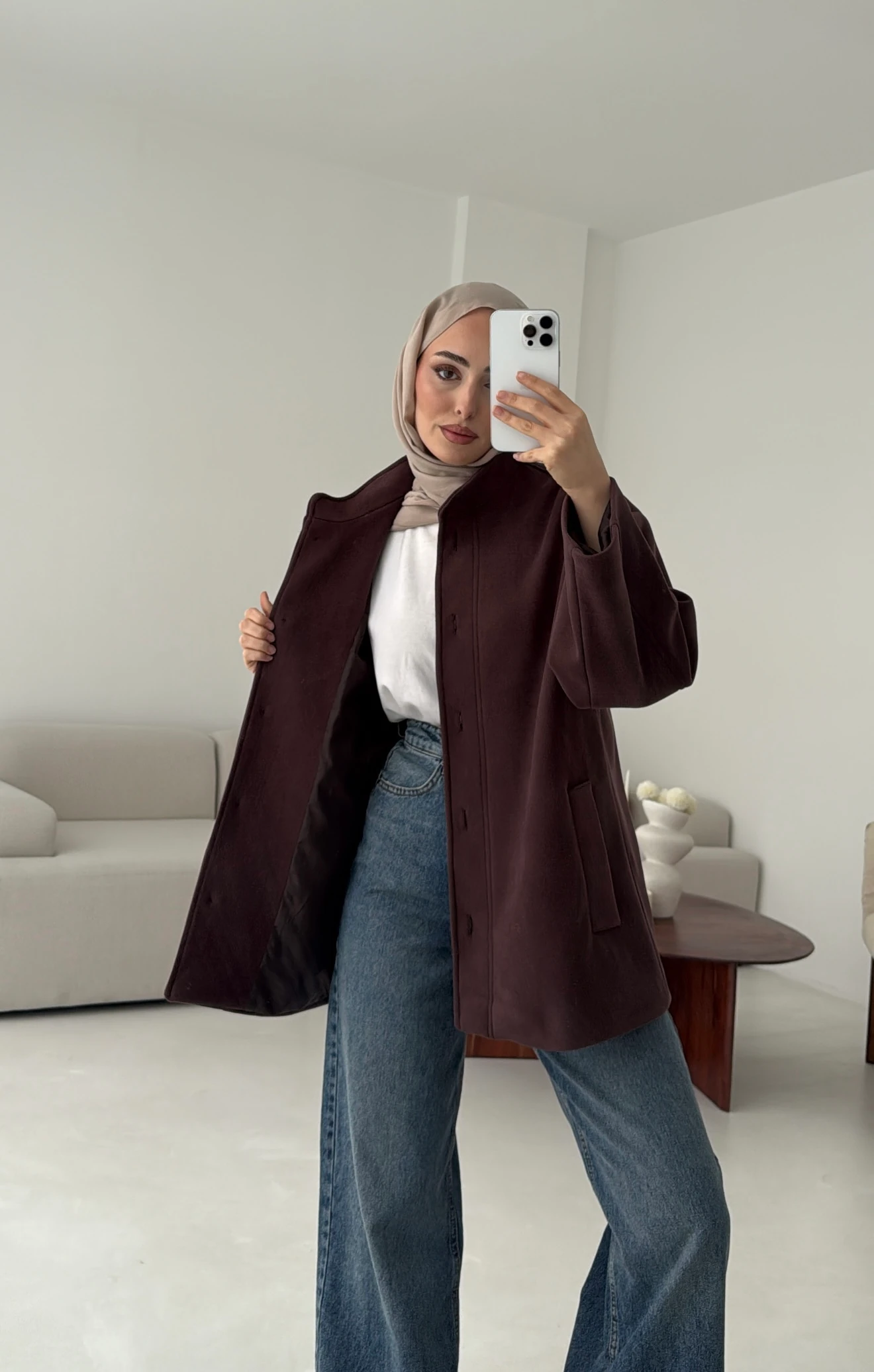 Hakim Yaka Atkılı Ceket/Kaban Mürdüm