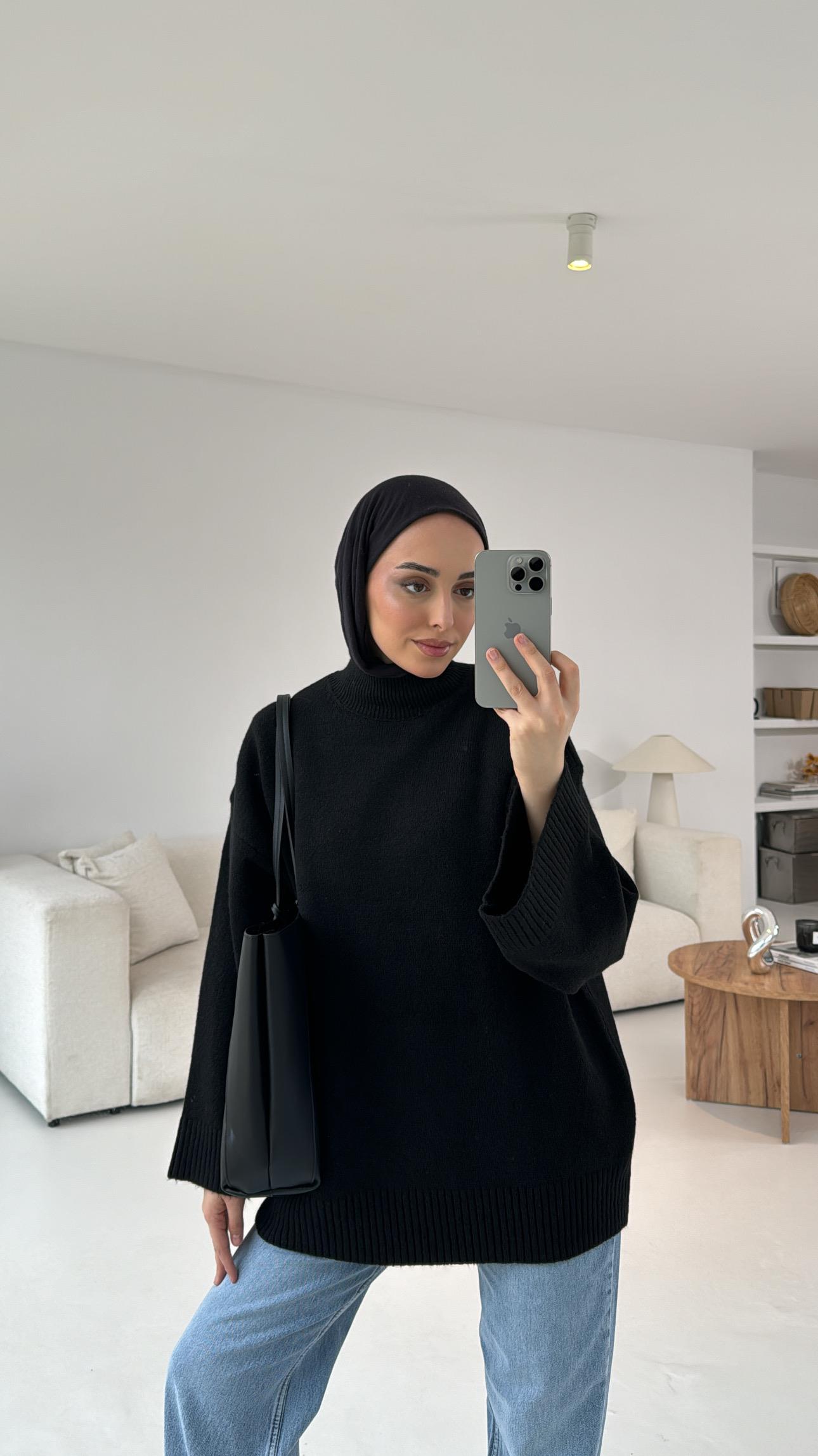 Siyah Yarım Yaka Triko