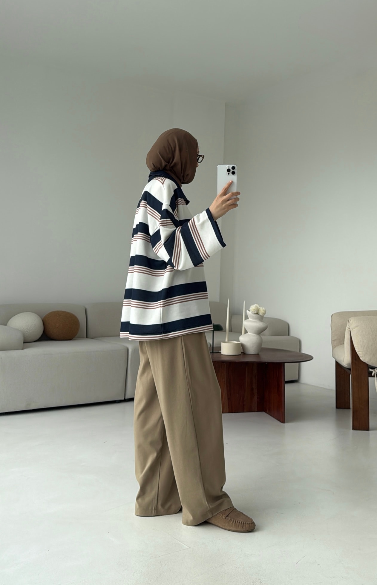 Fleece Polo Yaka Sweatshirt Lacivert