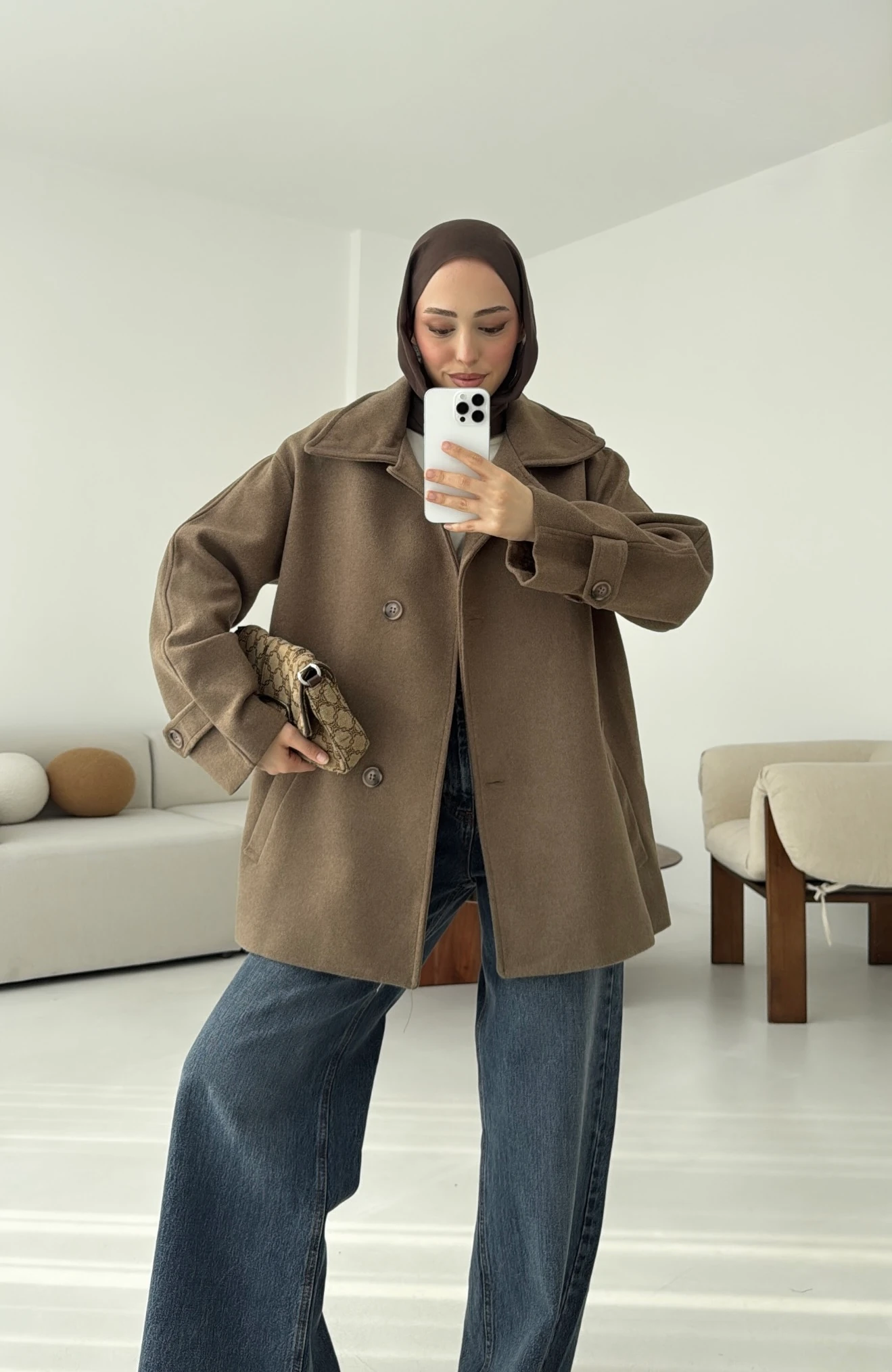 Sütlü Kahve Orta Boy Kaşe Kaban