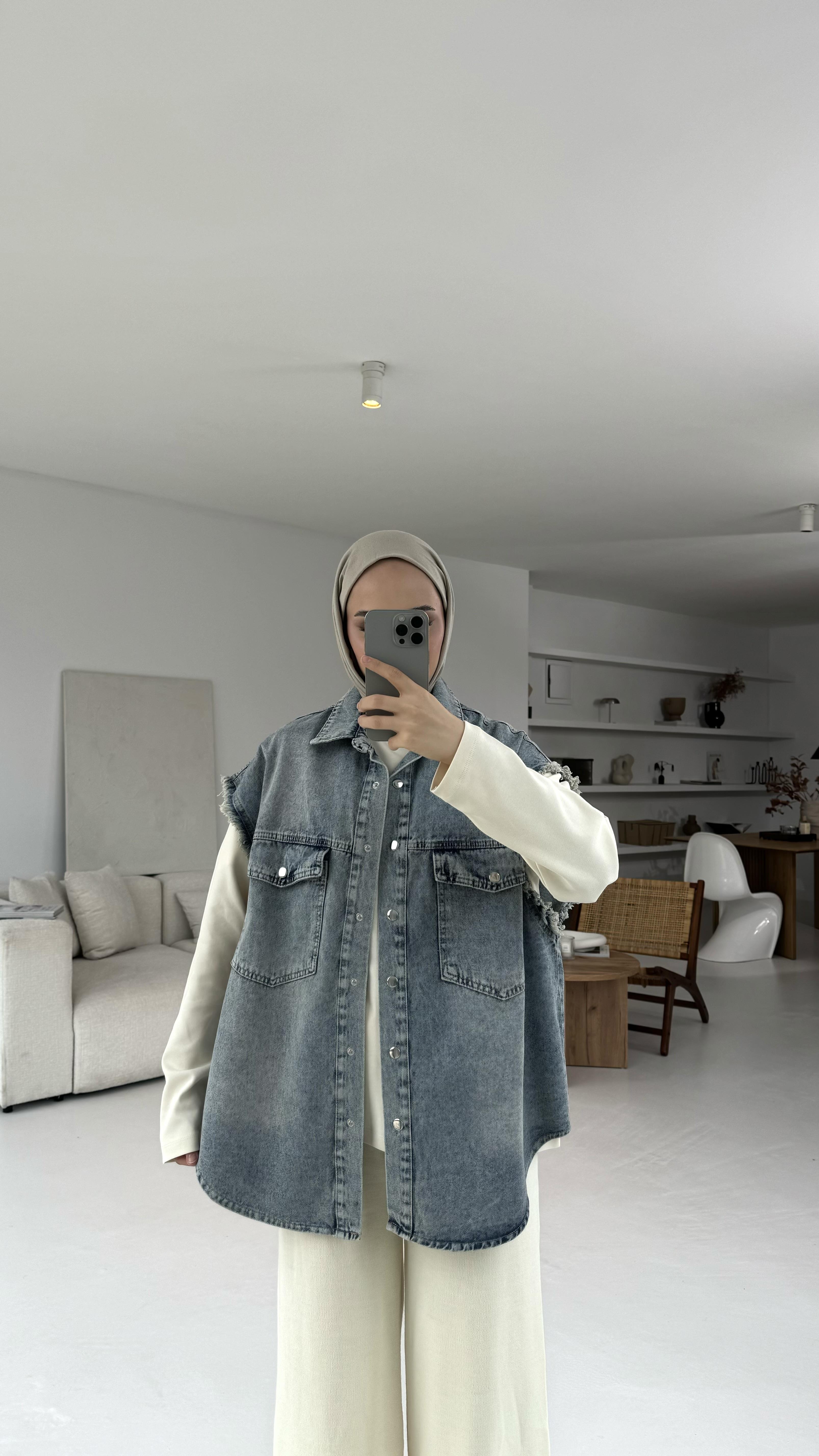 Oversize Denim Yelek