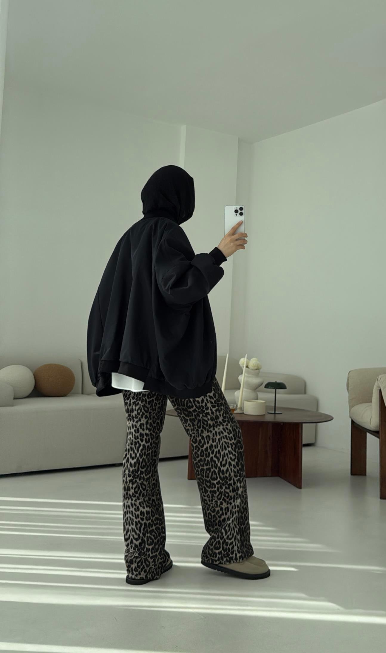Overize Asimetrik Kesim Bomber Ceket Siyah