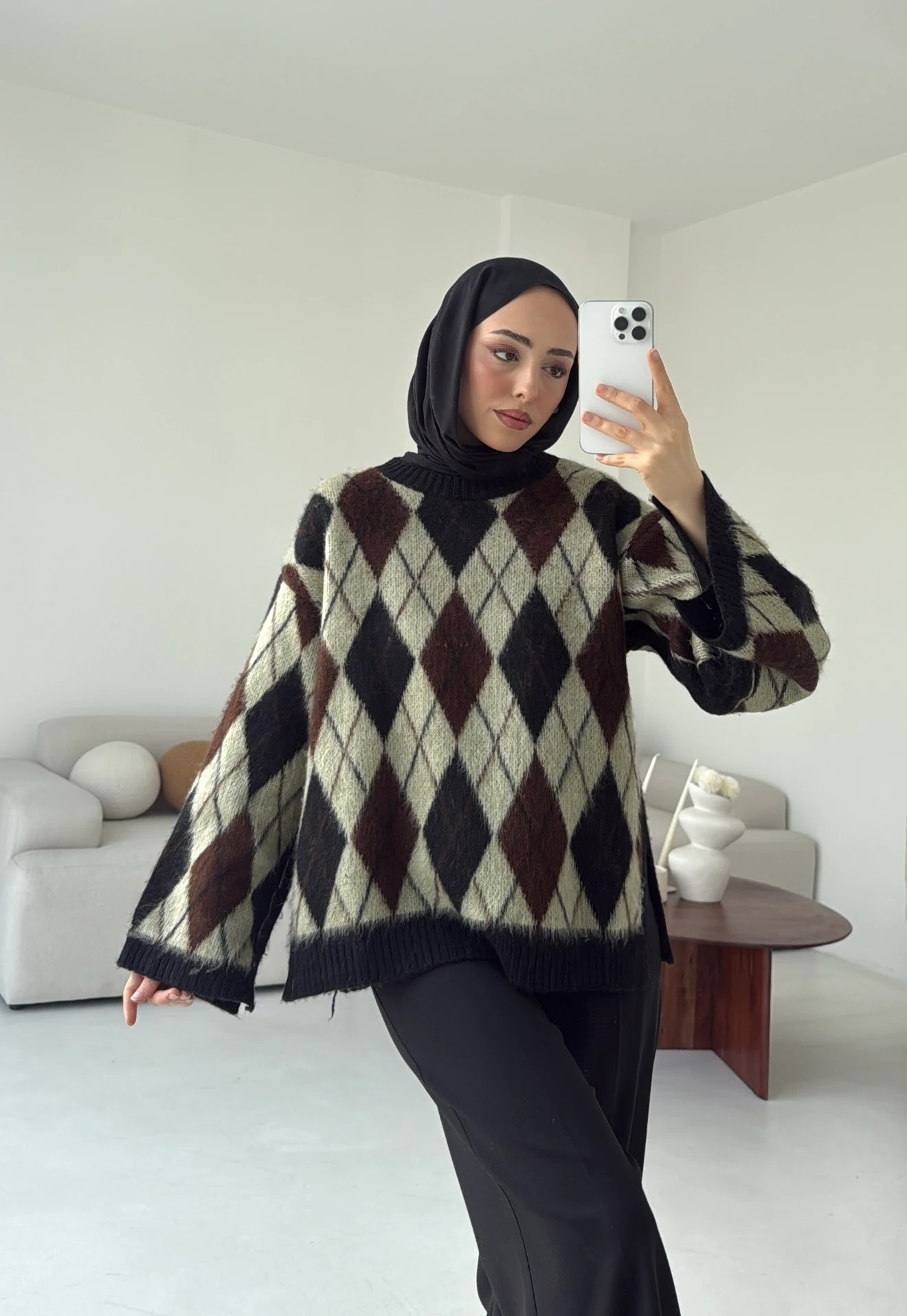 Kolu Yırtmaç Detay Tasarım Kazak Haki