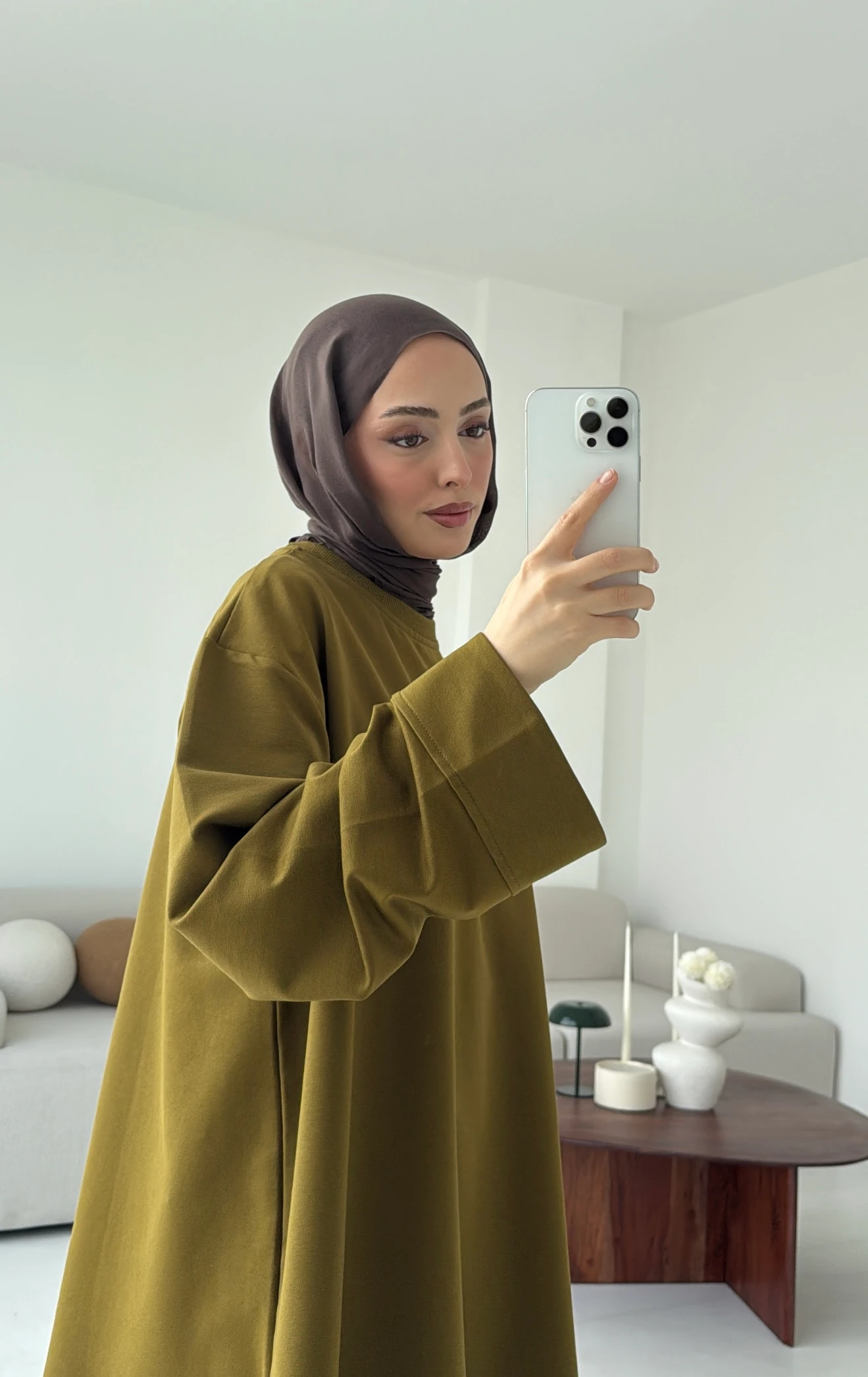 Dikiş Detay Basic Sweat Olive