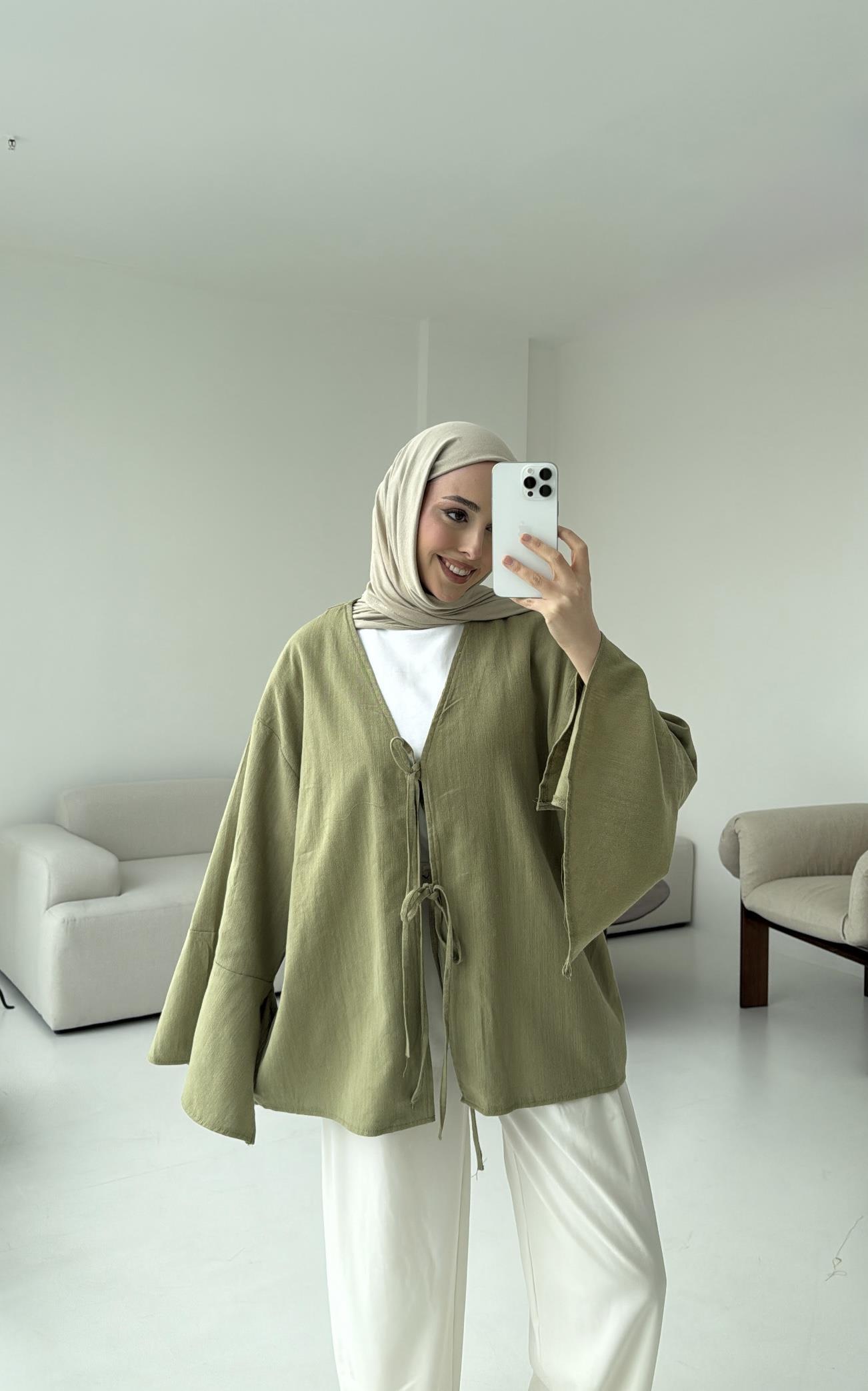 Kol Detay Kimono Çağla