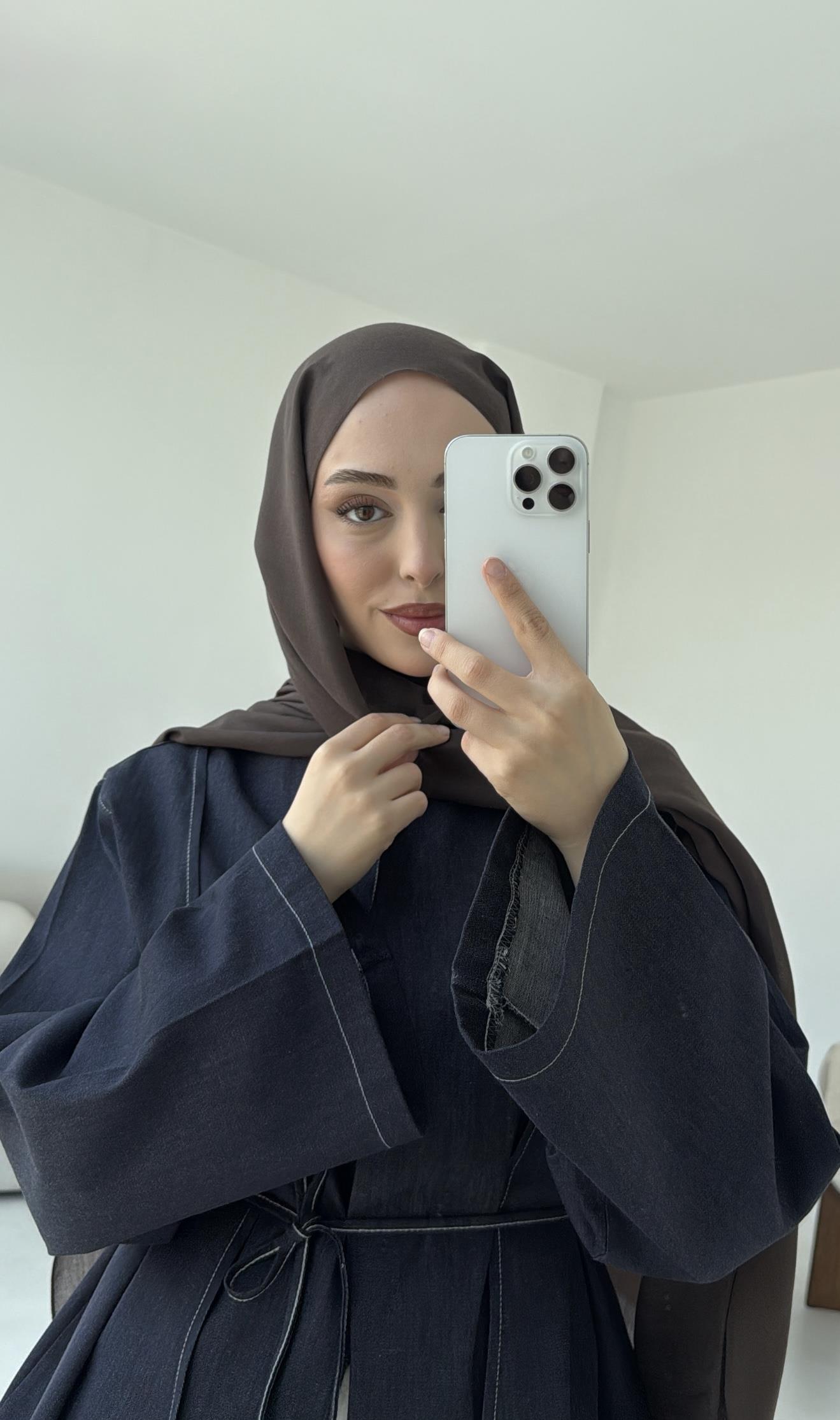 Biyeli Kot Kimono/Ceket Lacivert