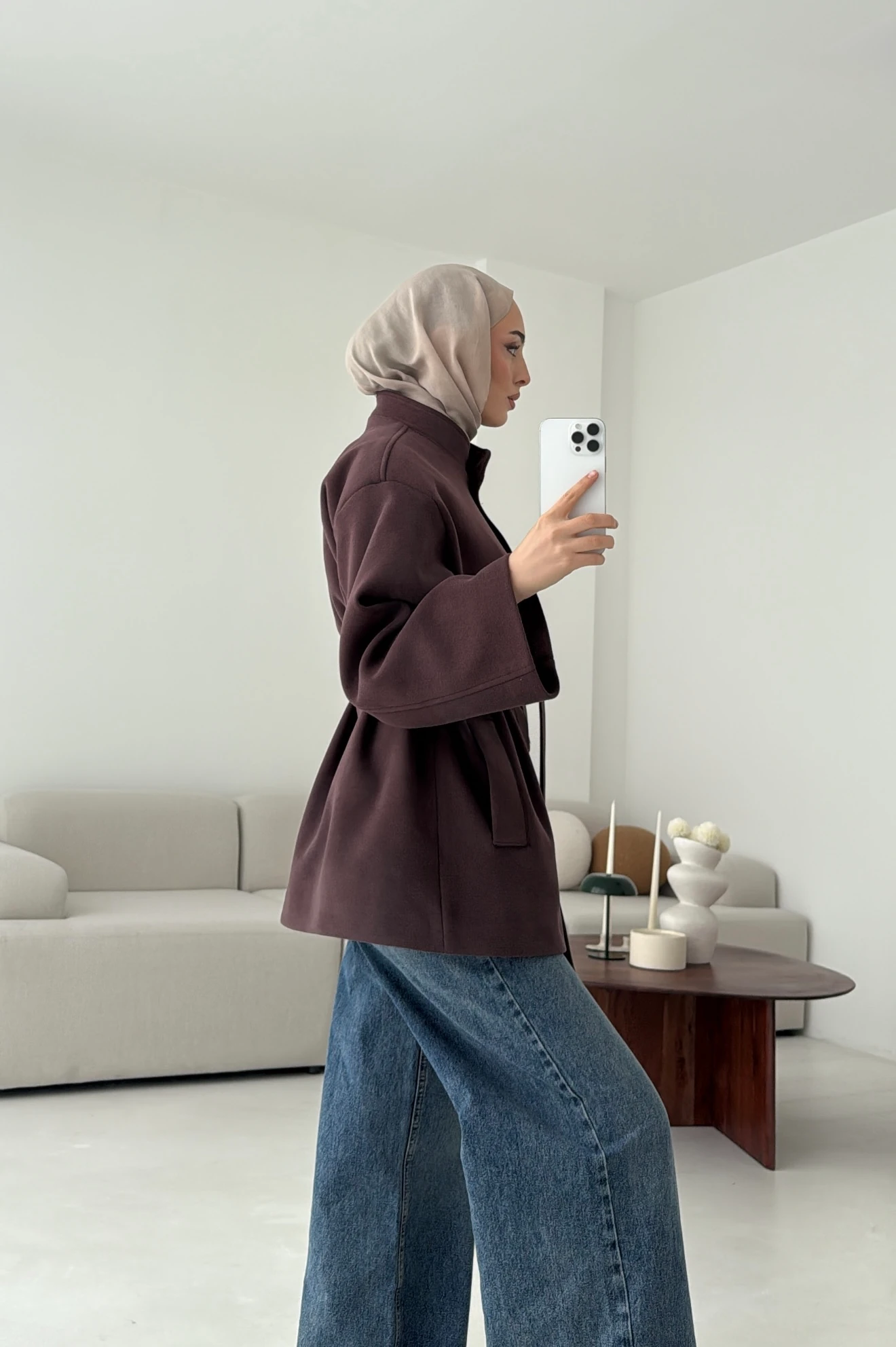 Hakim Yaka Atkılı Ceket/Kaban Mürdüm