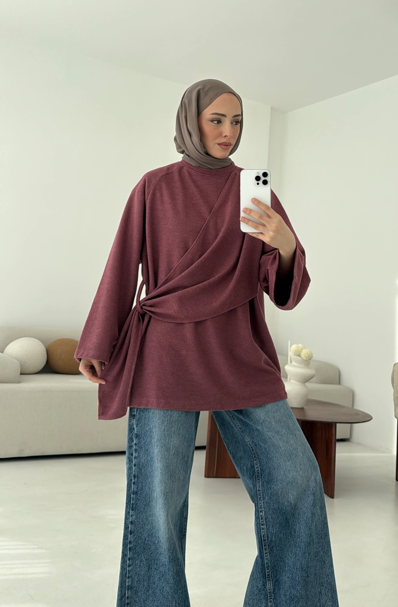 Yandan Şallı Tunik Gül