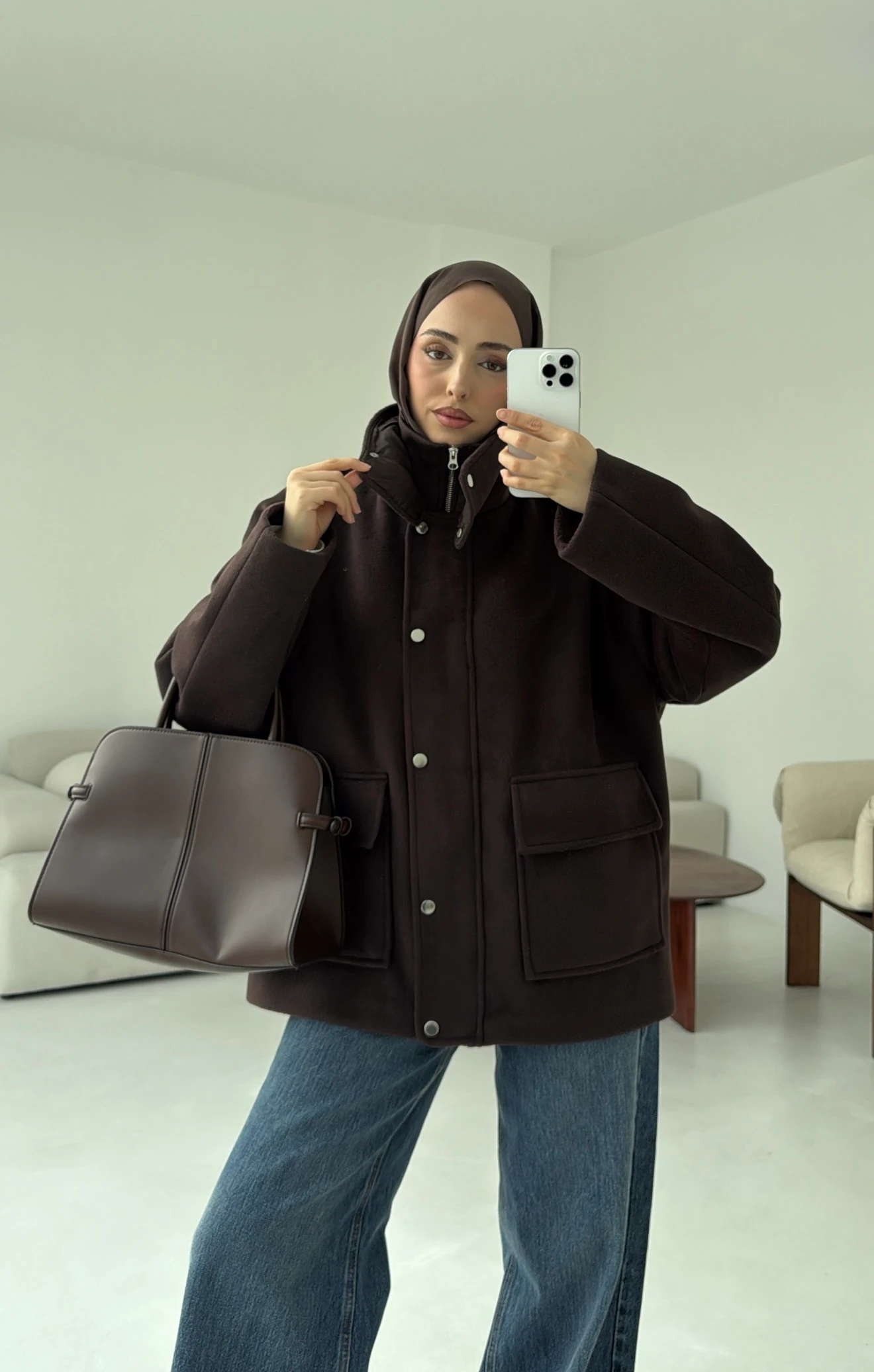 Klapalı Tasarım Kaban Kahve