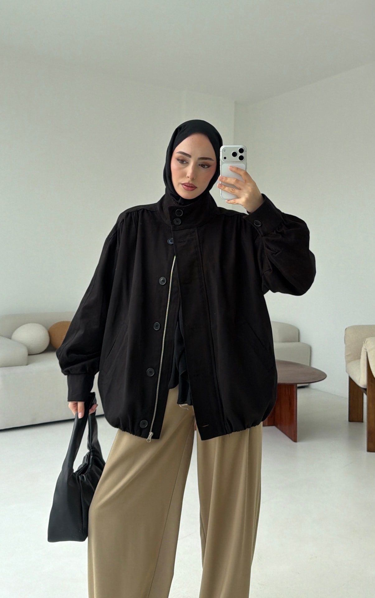 Bomber Gabardin Ceket Siyah