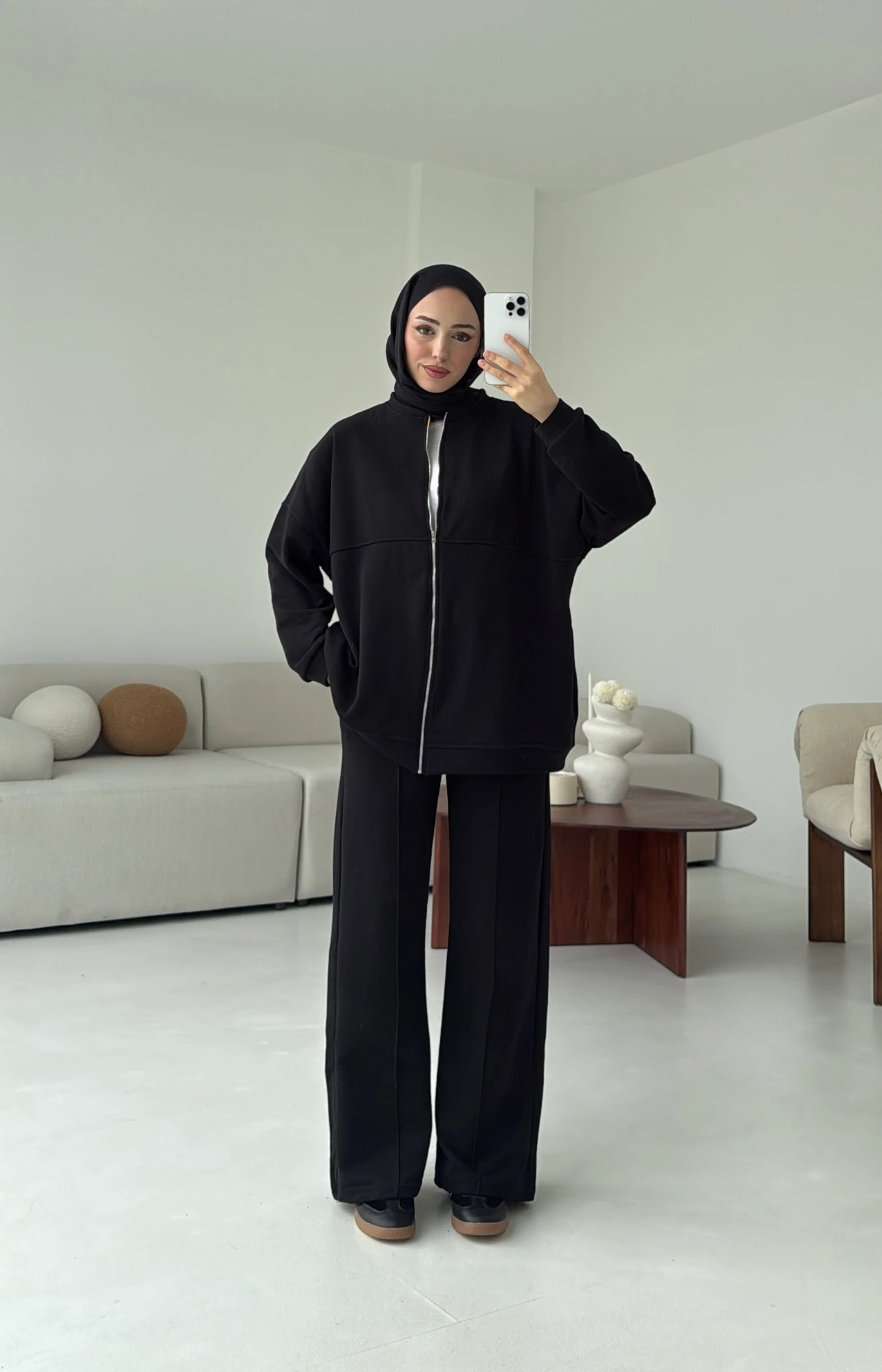 Fermuarlı 3 İplik Takım Siyah