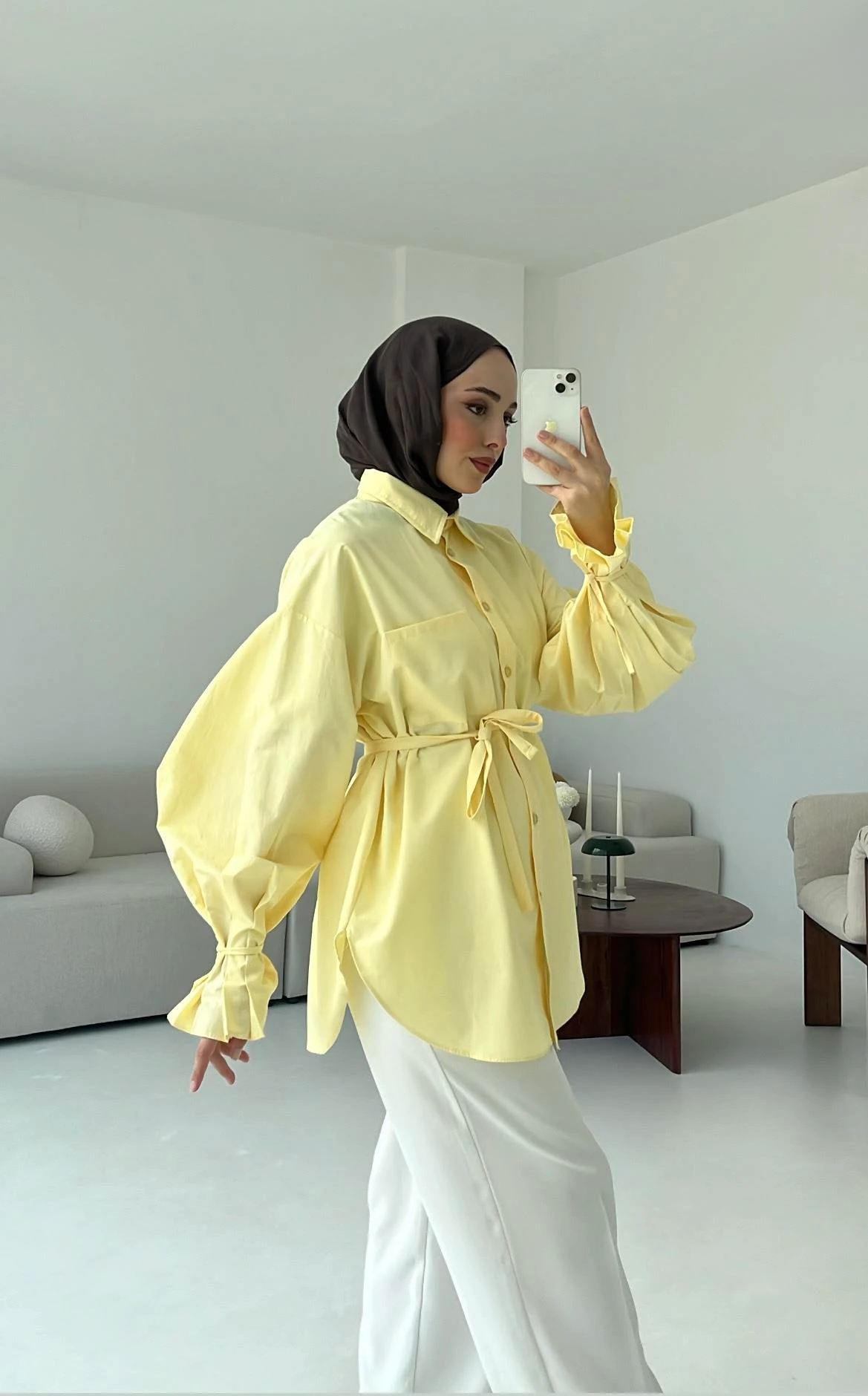 Kol Detay Tasarım Gömlek Sarı