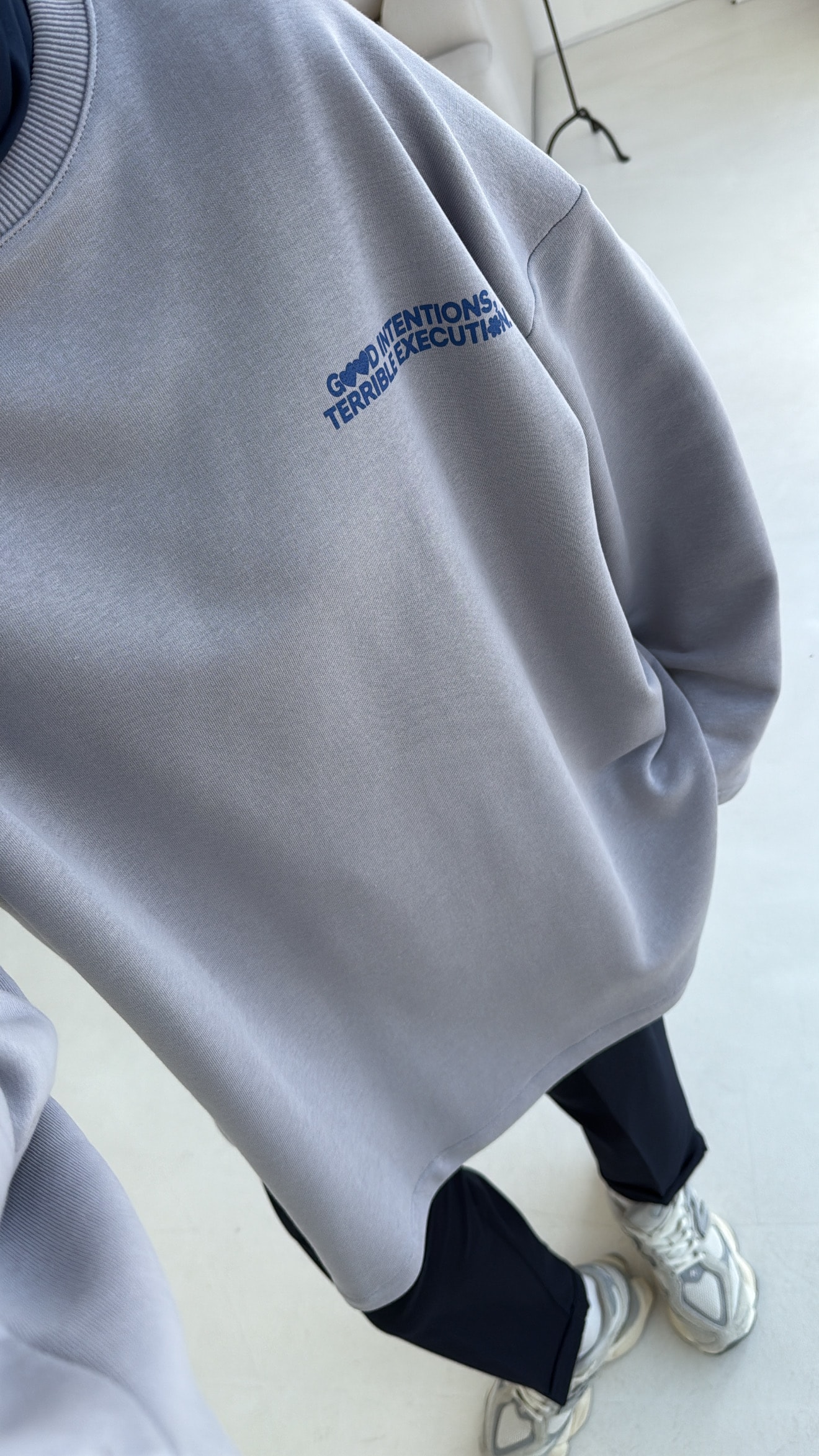 Nakışlı Oversize Sweatshirt Gri