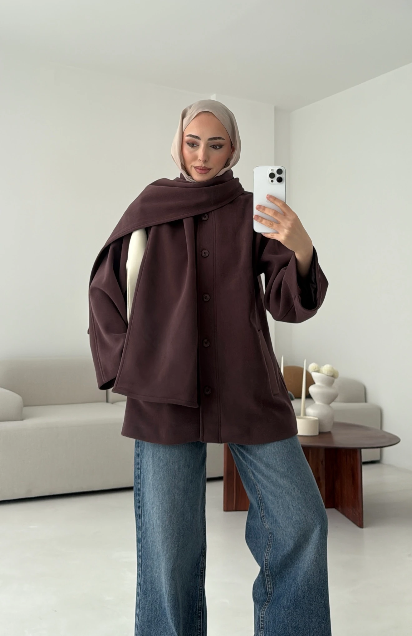 Hakim Yaka Atkılı Ceket/Kaban Mürdüm