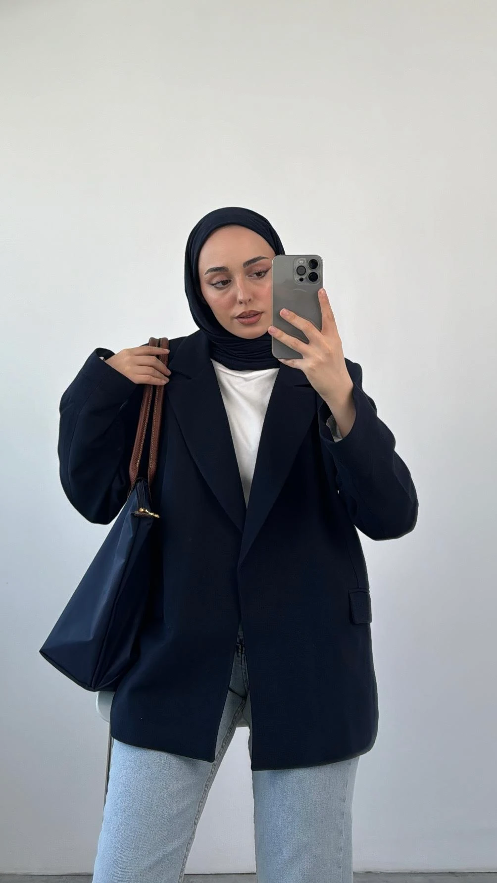 Keten Blazer Ceket Lacivert