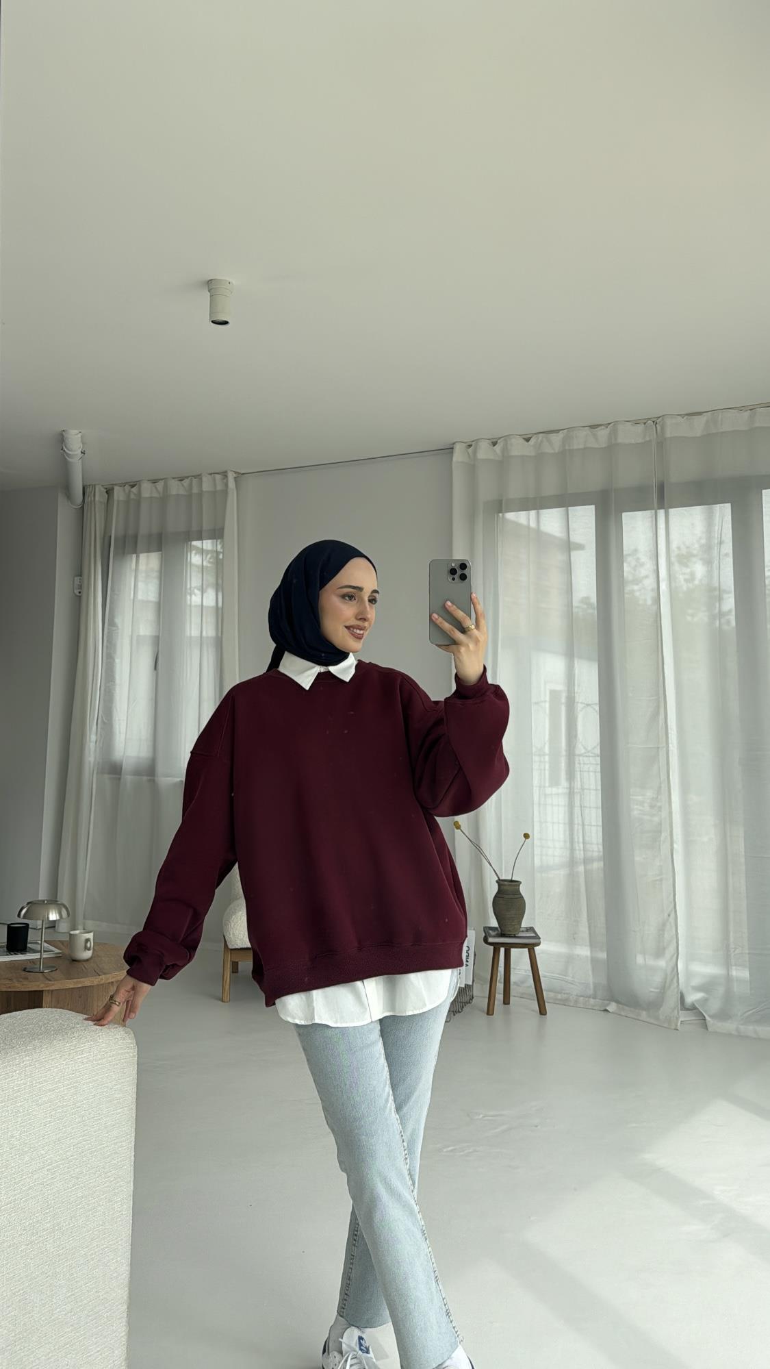 Oversize Bordo Sweatshırt