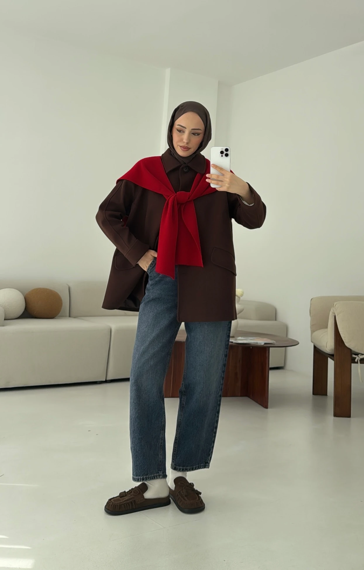 Ön Düğmeli Kaban Kahve