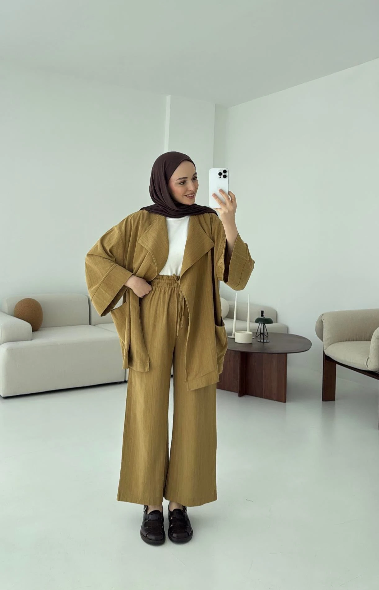 Keten Ceketli Takım Hardal