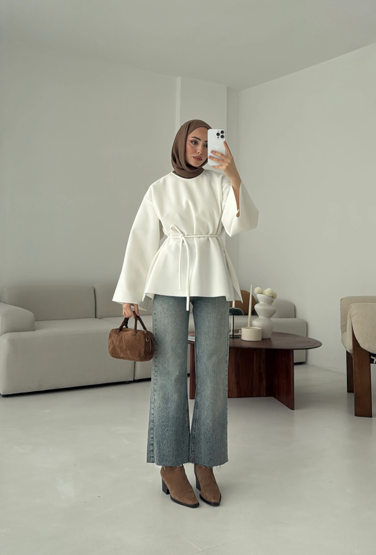 Tok Kumaş Bluz Beyaz